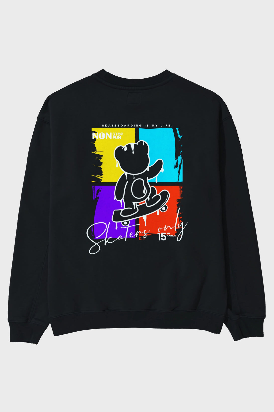 Skaters Only Bear Arka Baskılı Oversize Sweatshirt Erkek Kadın Unisex