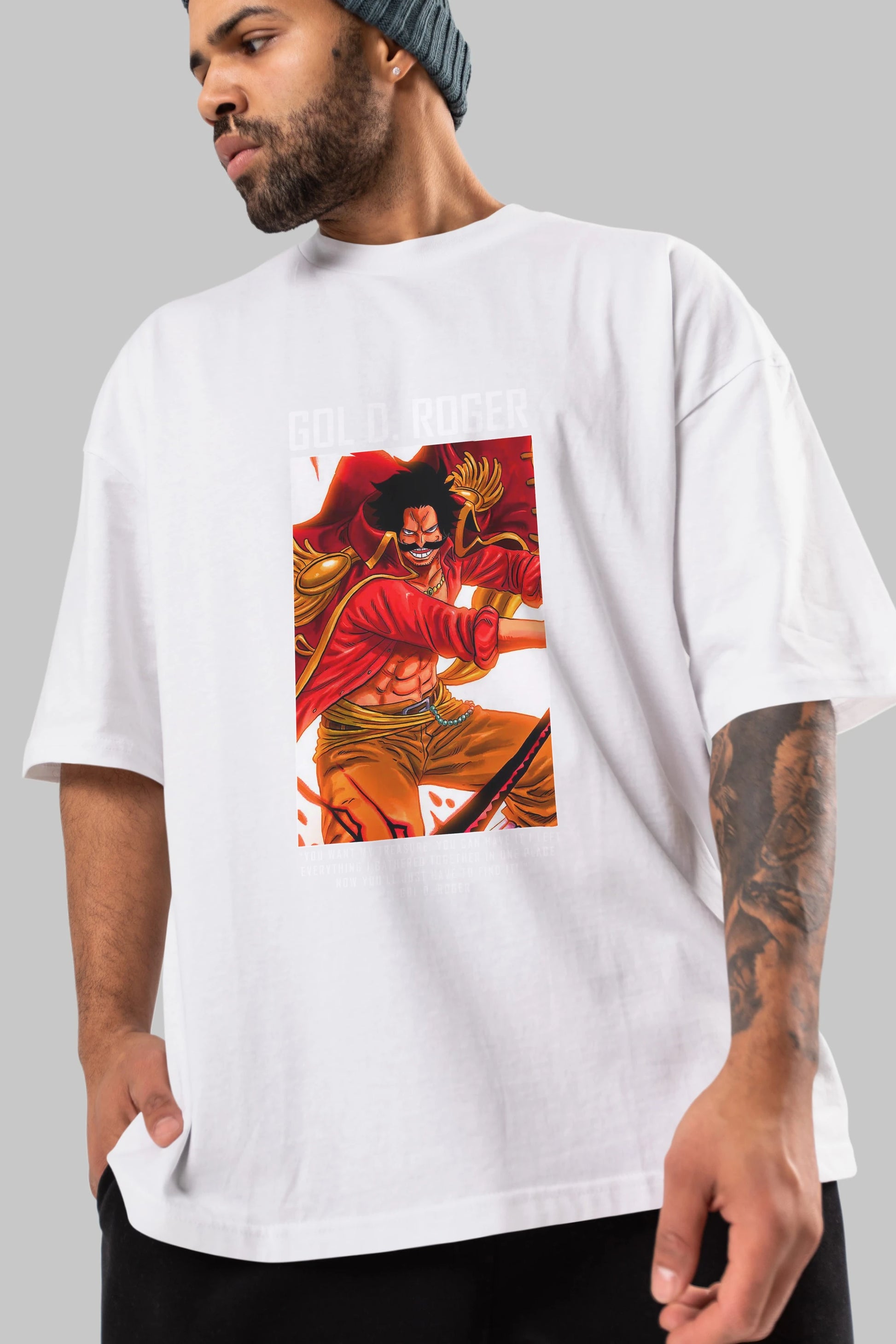 Gol D. Roger Anime Ön Baskılı Oversize t-shirt Erkek Kadın Unisex