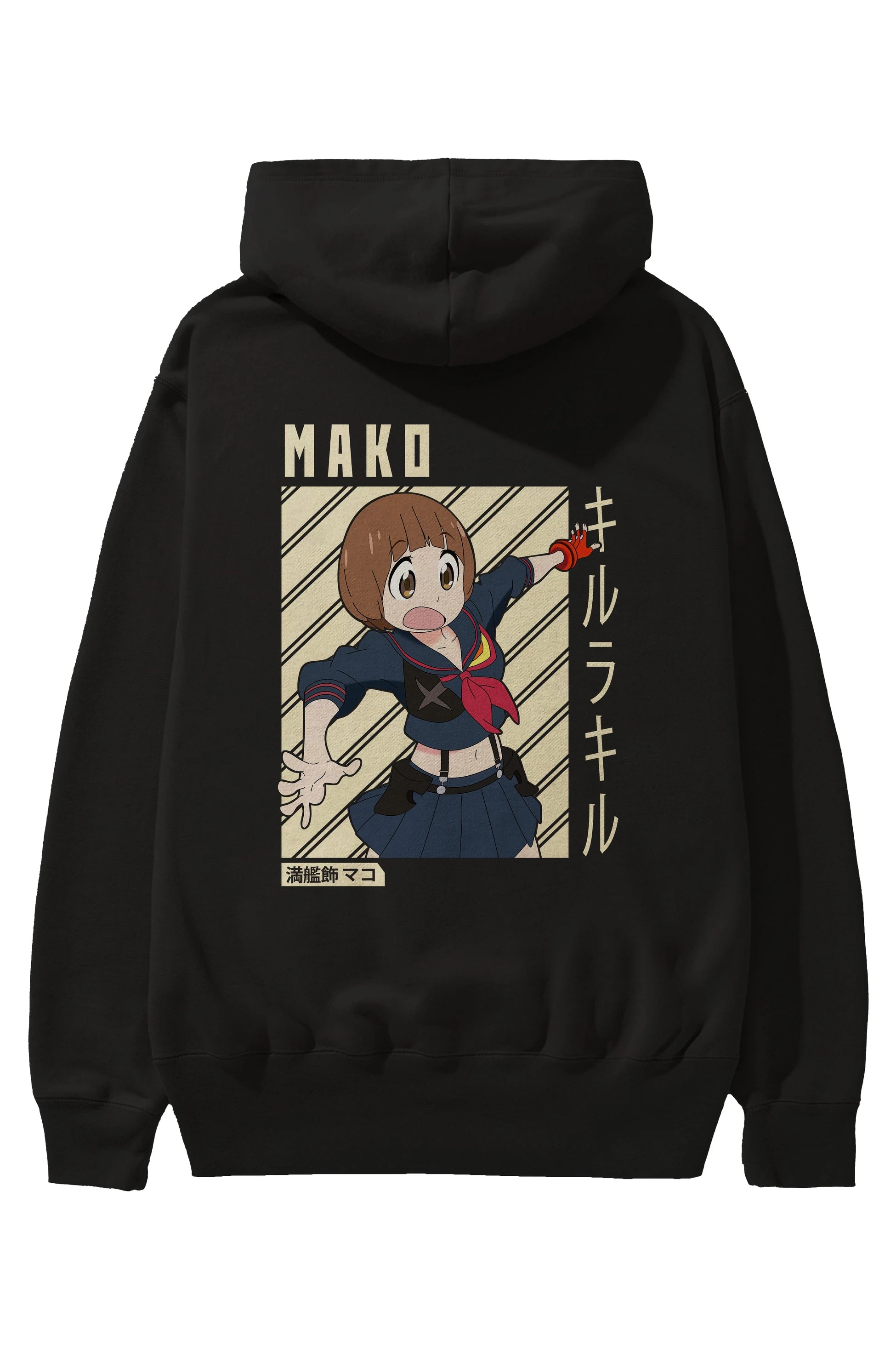 Mako Mankanshoku 1 Anime Arka Baskılı Hoodie Oversize Kapüşonlu Sweatshirt Erkek Kadın Unisex
