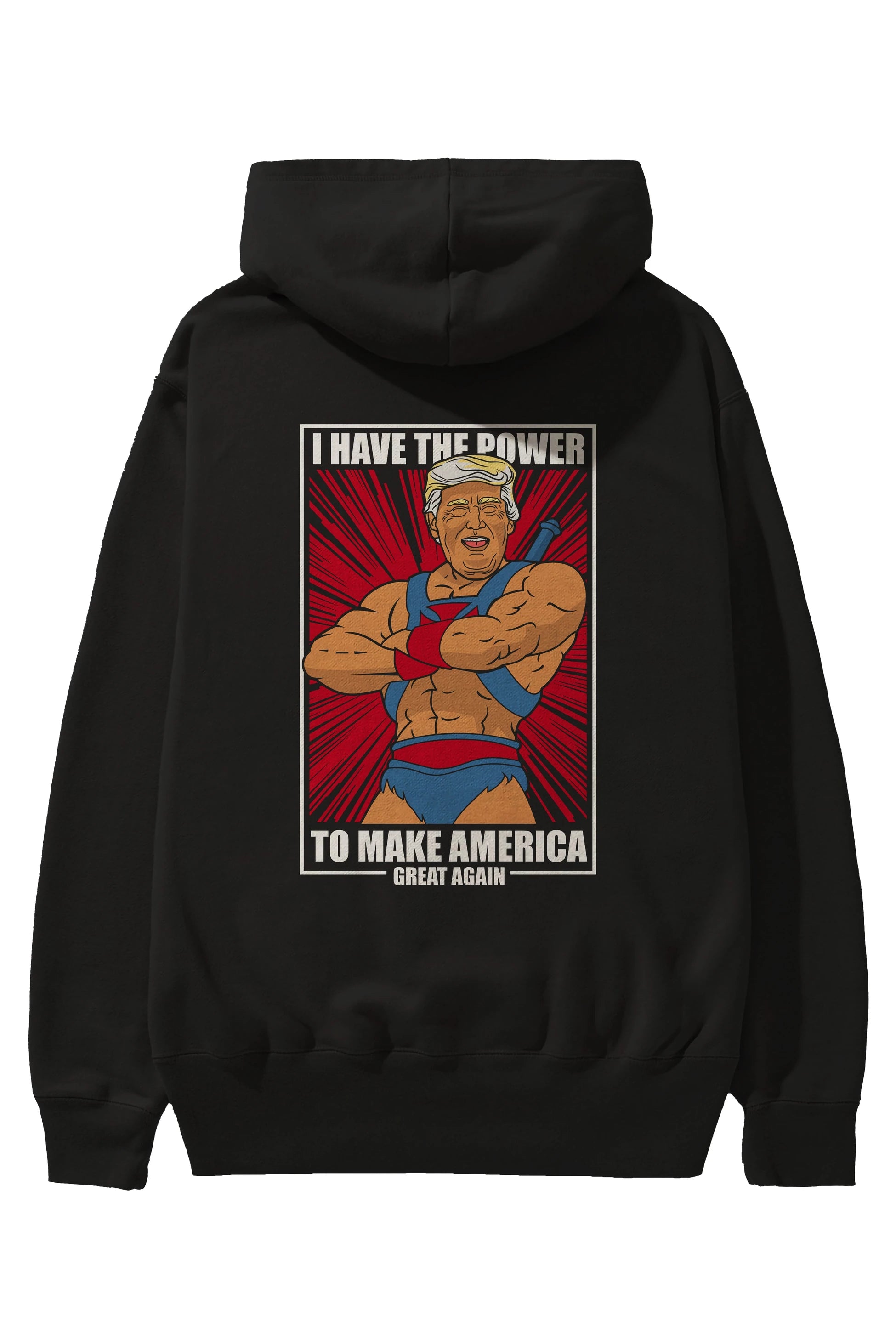 Trump Heman Arka Baskılı Hoodie Oversize Kapüşonlu Sweatshirt Erkek Kadın Unisex