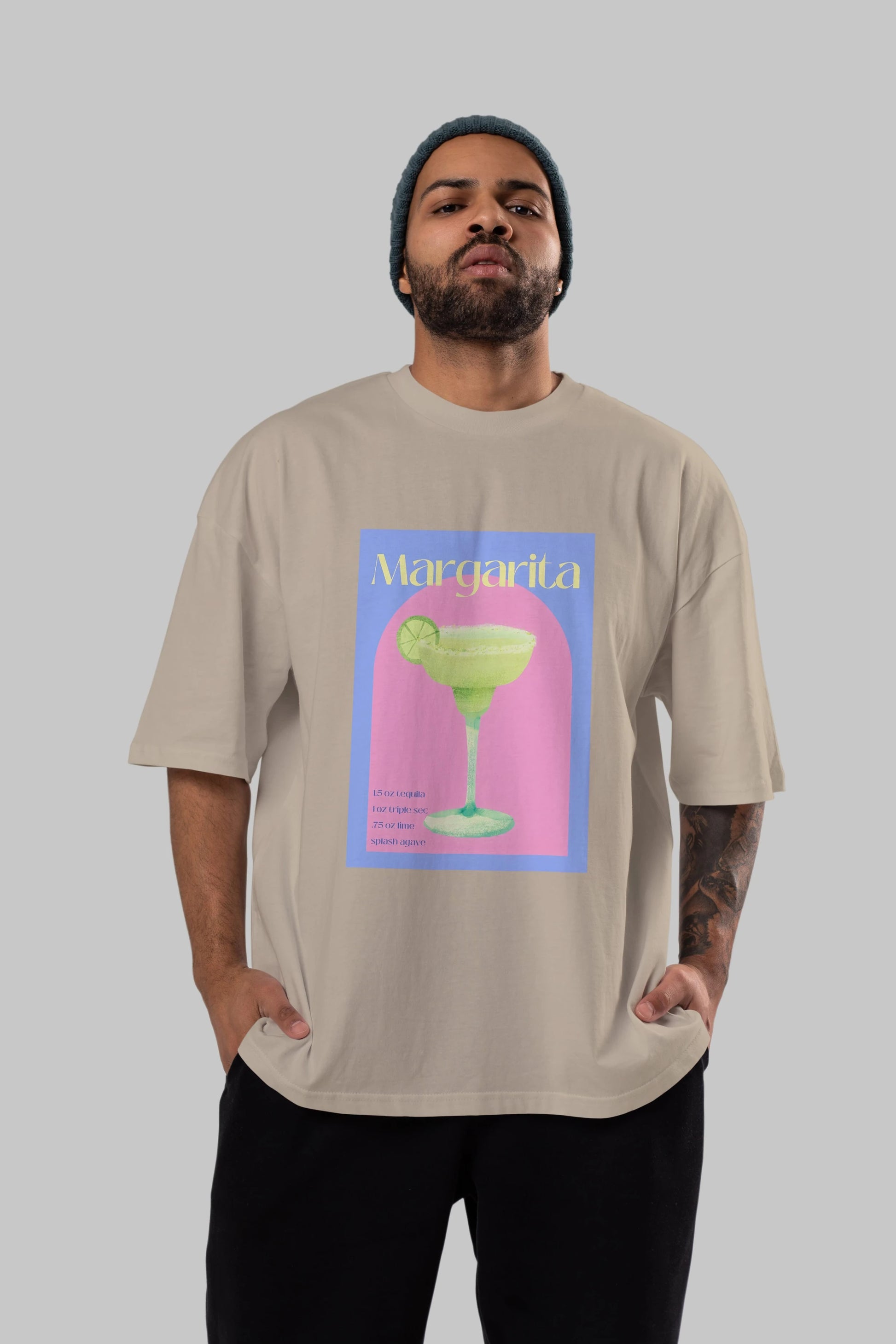 Margarita 6 Ön Baskılı Oversize t-shirt Erkek Kadın Unisex %100 Pamuk Bisiklet Yaka tişort