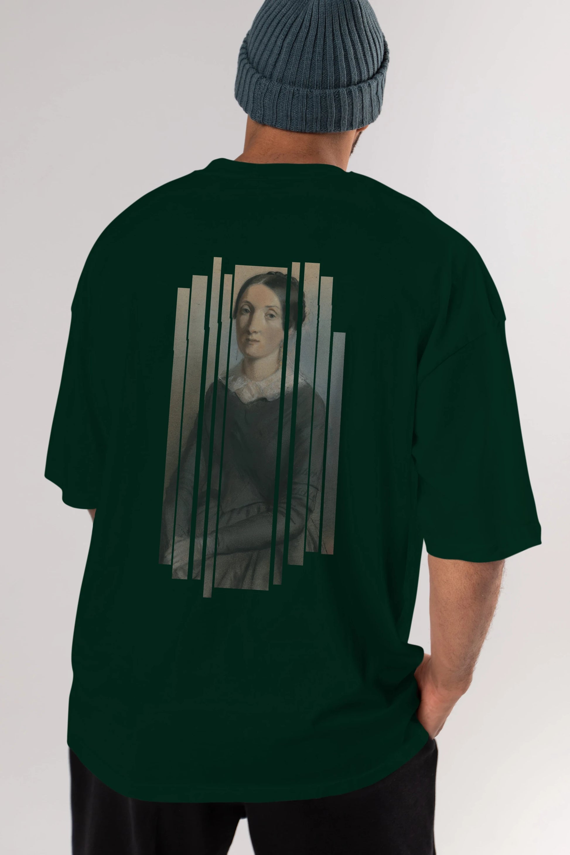 Retro Portre Arka Baskılı Oversize t-shirt Erkek Kadın Unisex