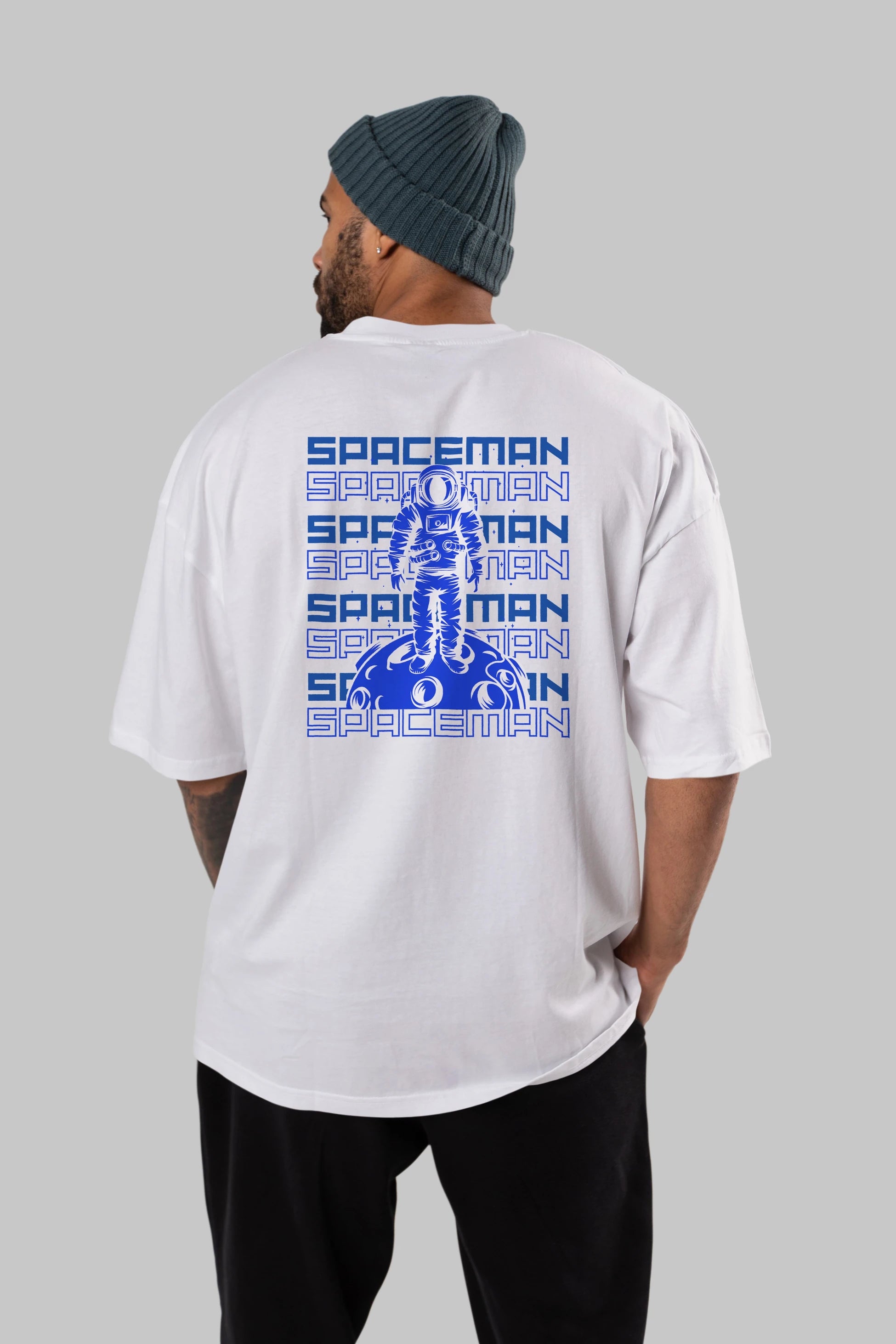 Spaceman Yazılı Arka Baskılı Oversize t-shirt Erkek Kadın Unisex