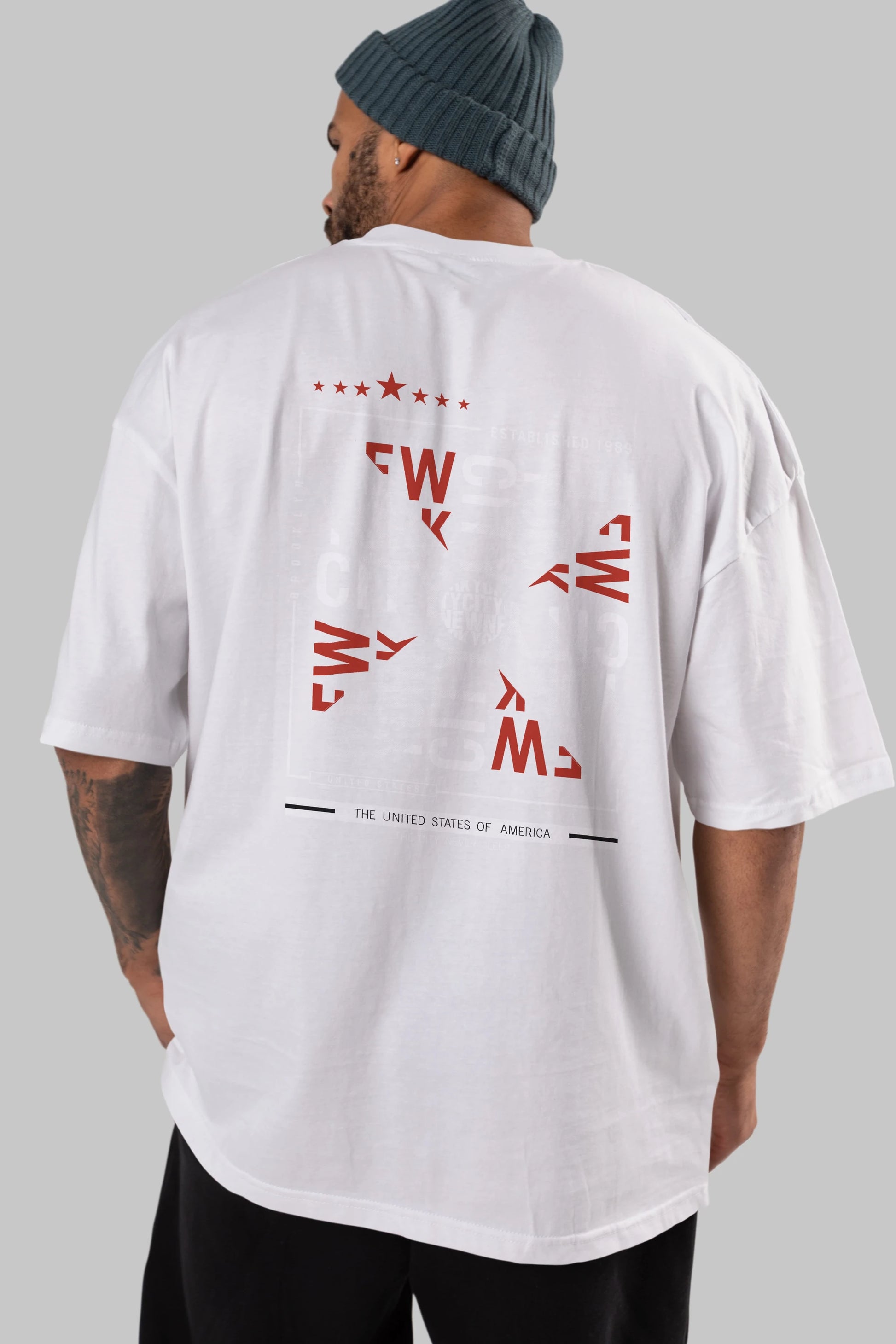 New York Style 2 Arka Baskılı Oversize t-shirt Erkek Kadın Unisex