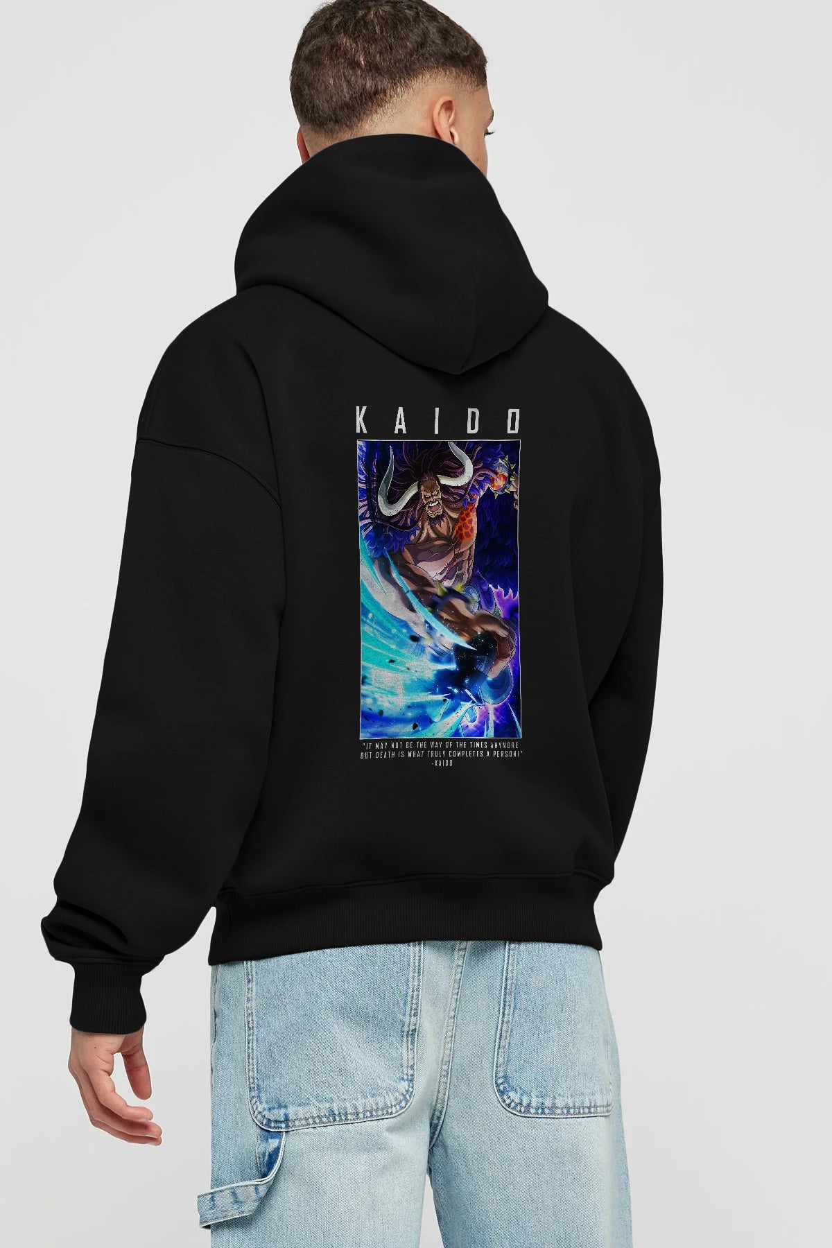 Kaido 2 Anime Arka Baskılı Hoodie Oversize Kapüşonlu Sweatshirt Erkek Kadın Unisex