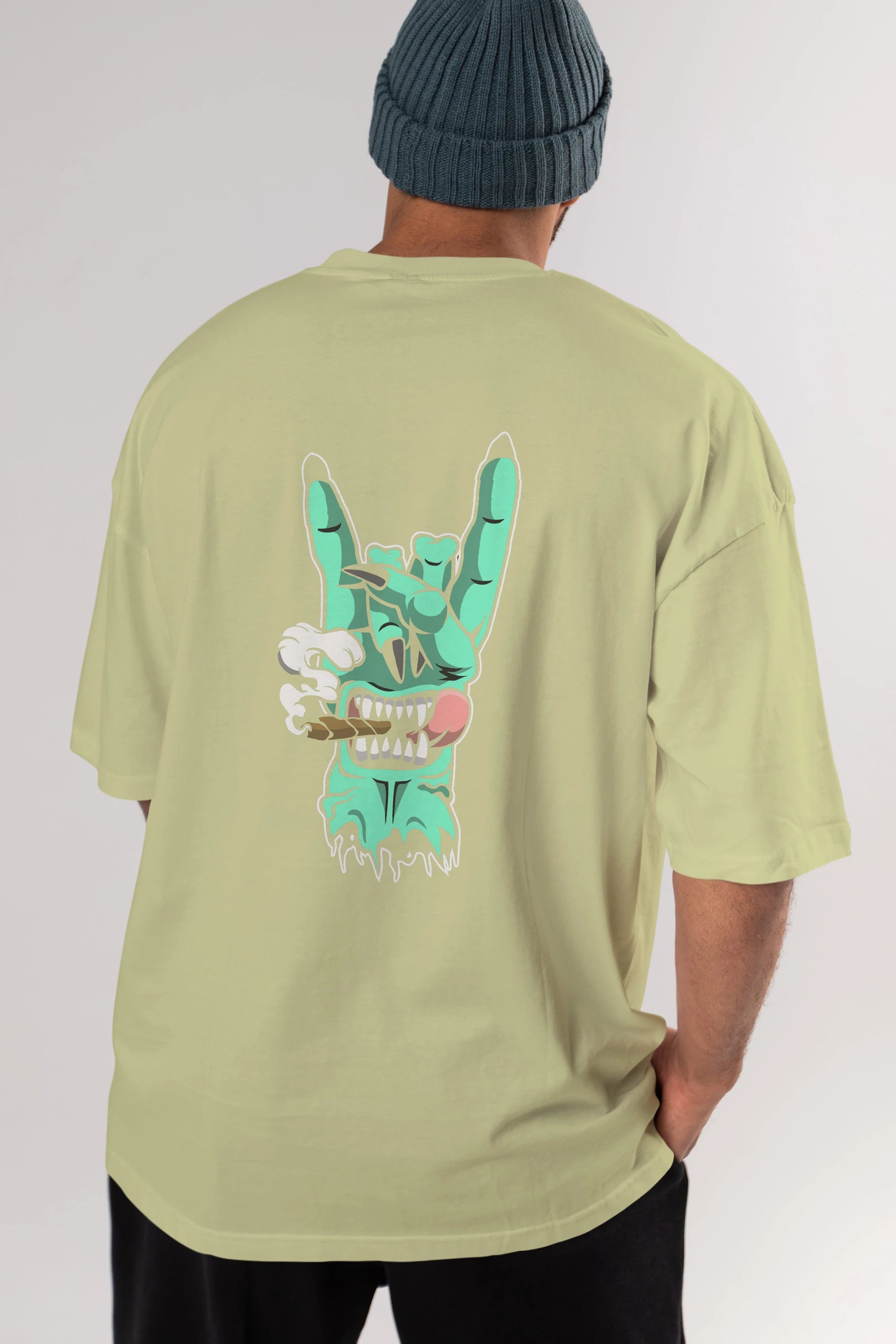 Metal Sign Arka Baskılı Oversize t-shirt Erkek Kadın Unisex %100 Pamuk tişort