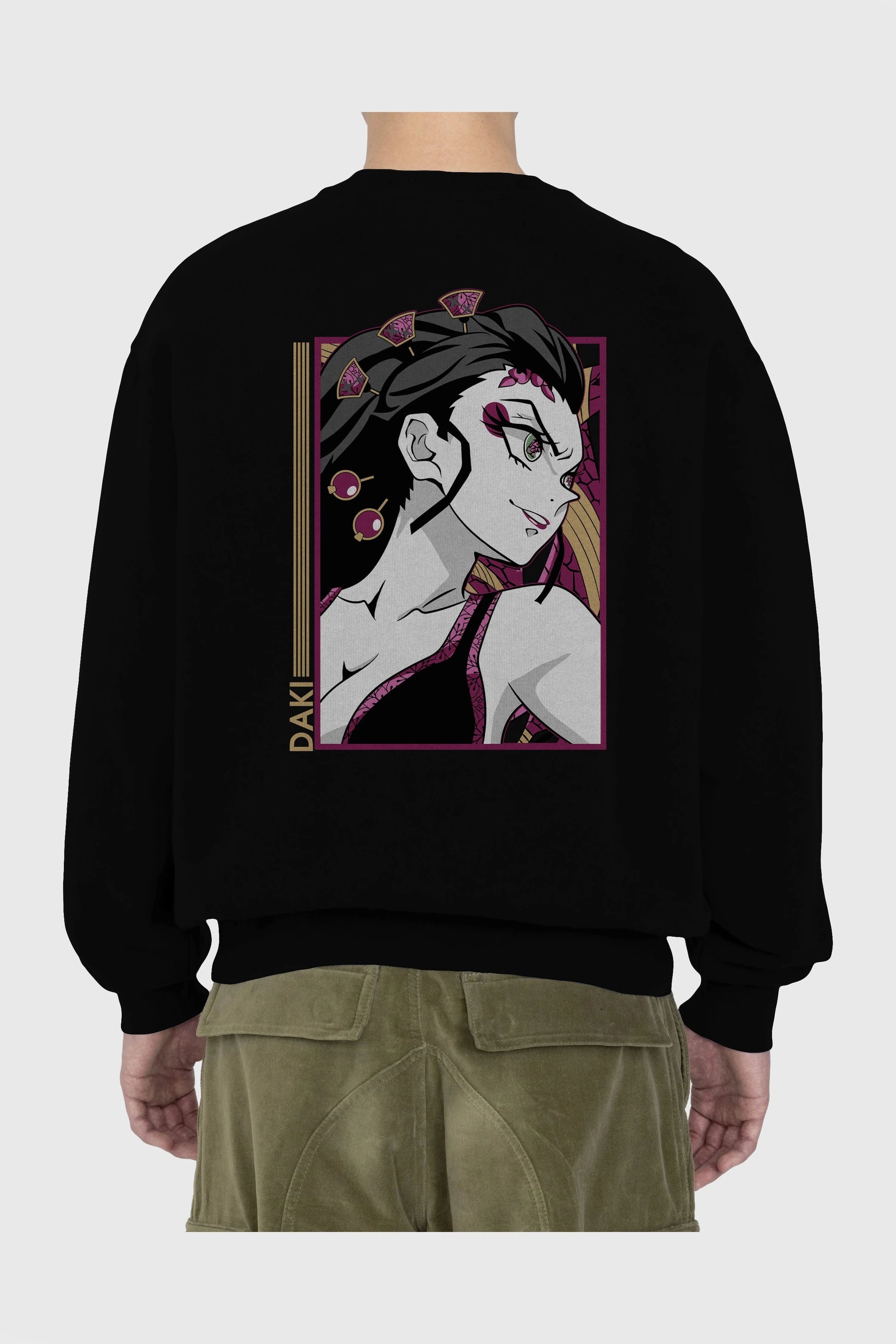 Daki DEMION SLAYER Anime Arka Baskılı Oversize Sweatshirt Erkek Kadın Unisex