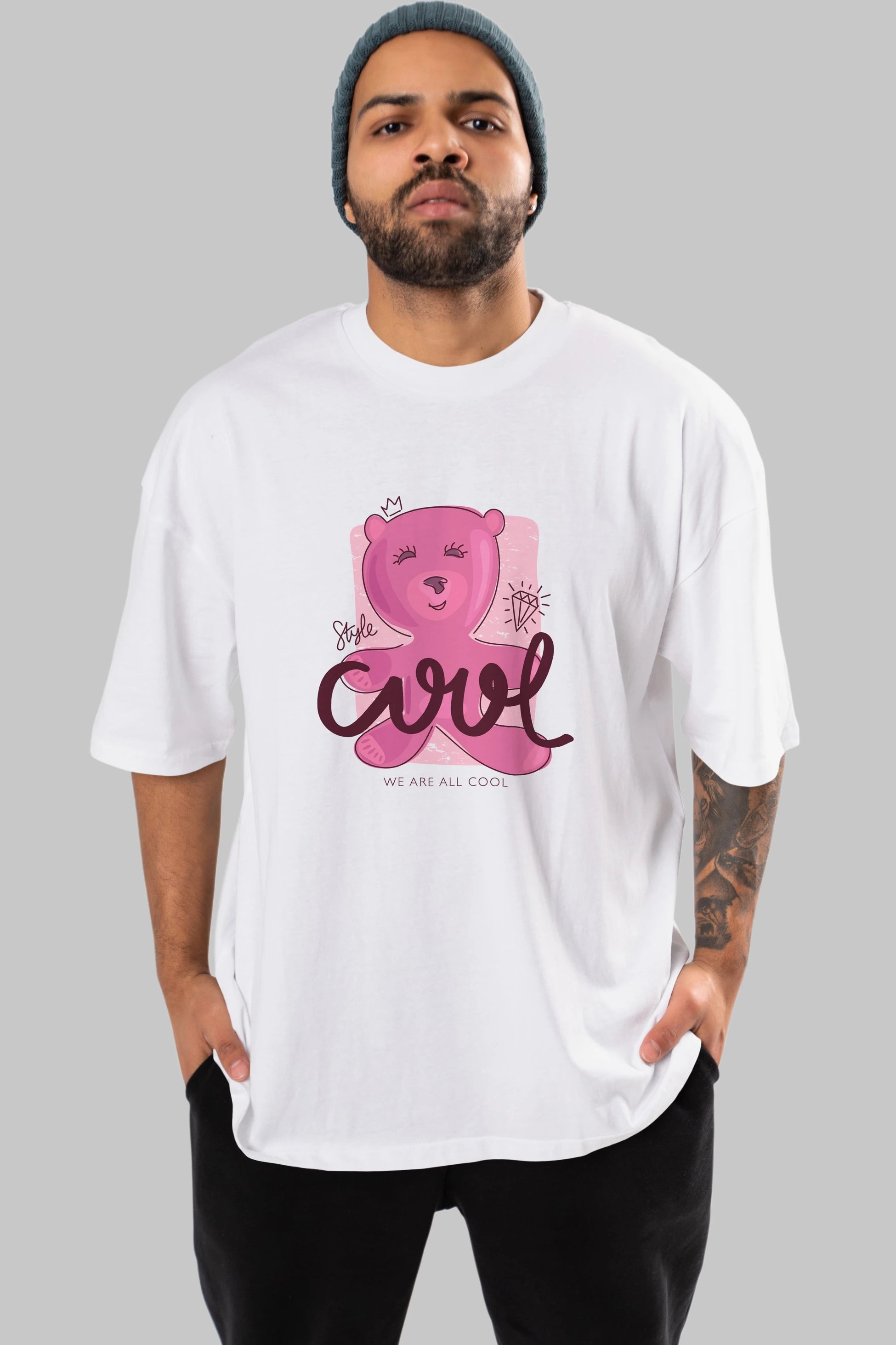 Cool Style Bear Ön Baskılı Oversize t-shirt Erkek Kadın Unisex
