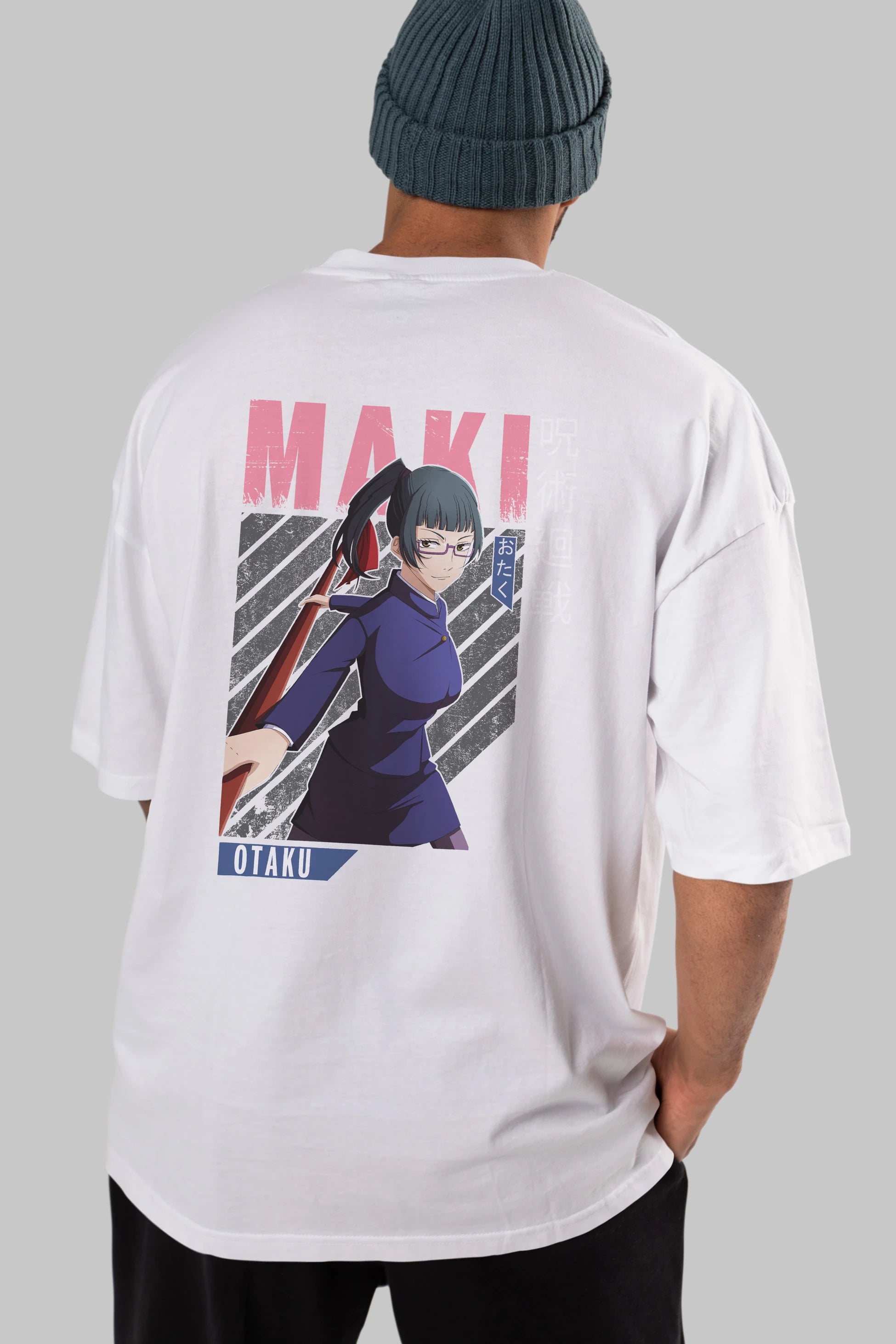 Maki Zenin CHAINSAWMAN Anime Arka Baskılı Oversize t-shirt Erkek Kadın Unisex