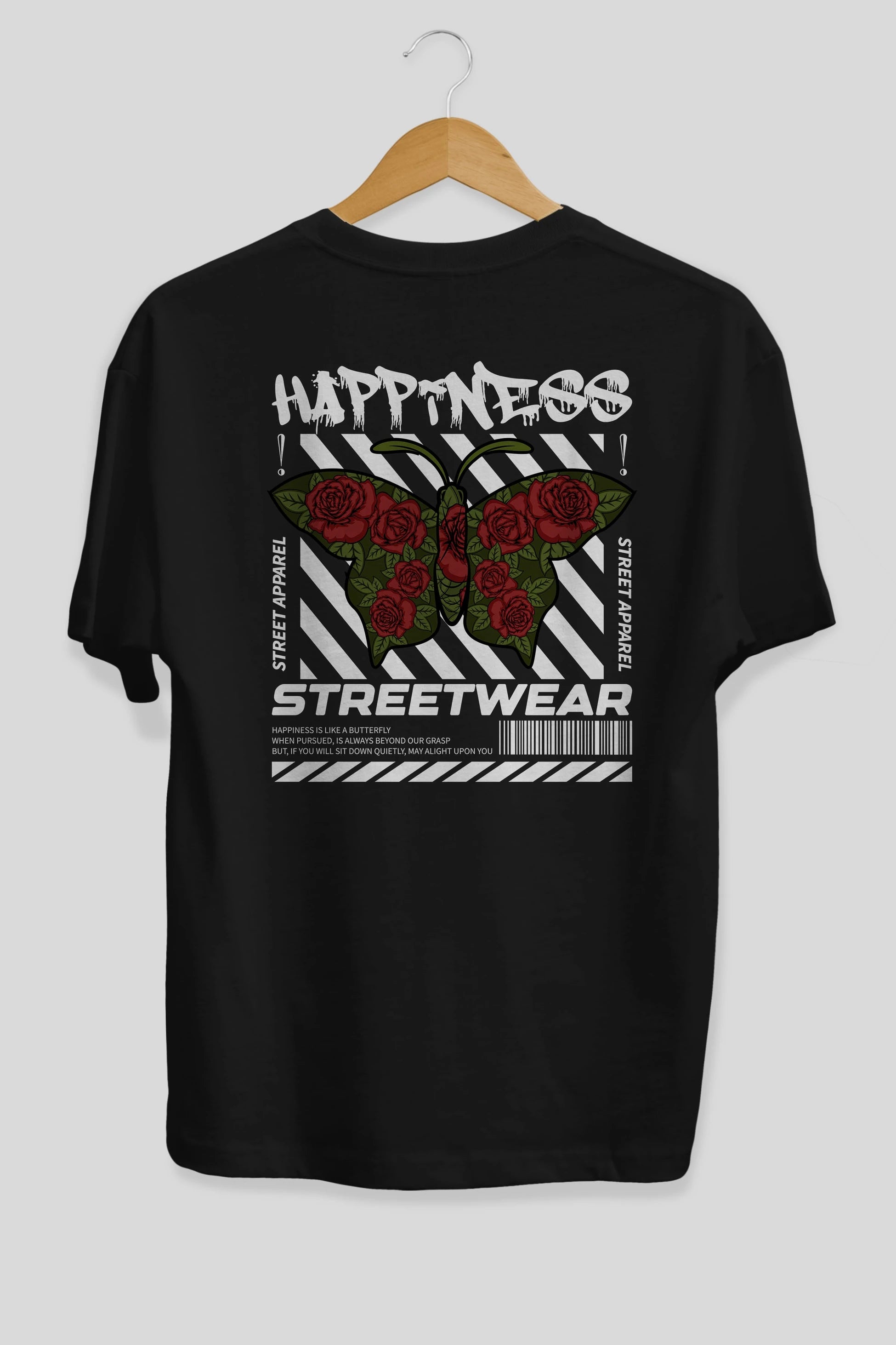 Happiness Streetwear Arka Baskılı Oversize t-shirt Erkek Kadın Unisex