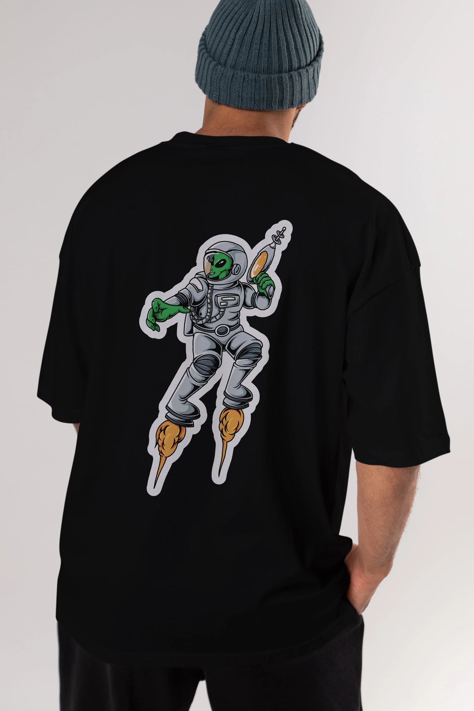 Alien Wars Sticker Arka Baskılı Oversize t-shirt Erkek Kadın Unisex