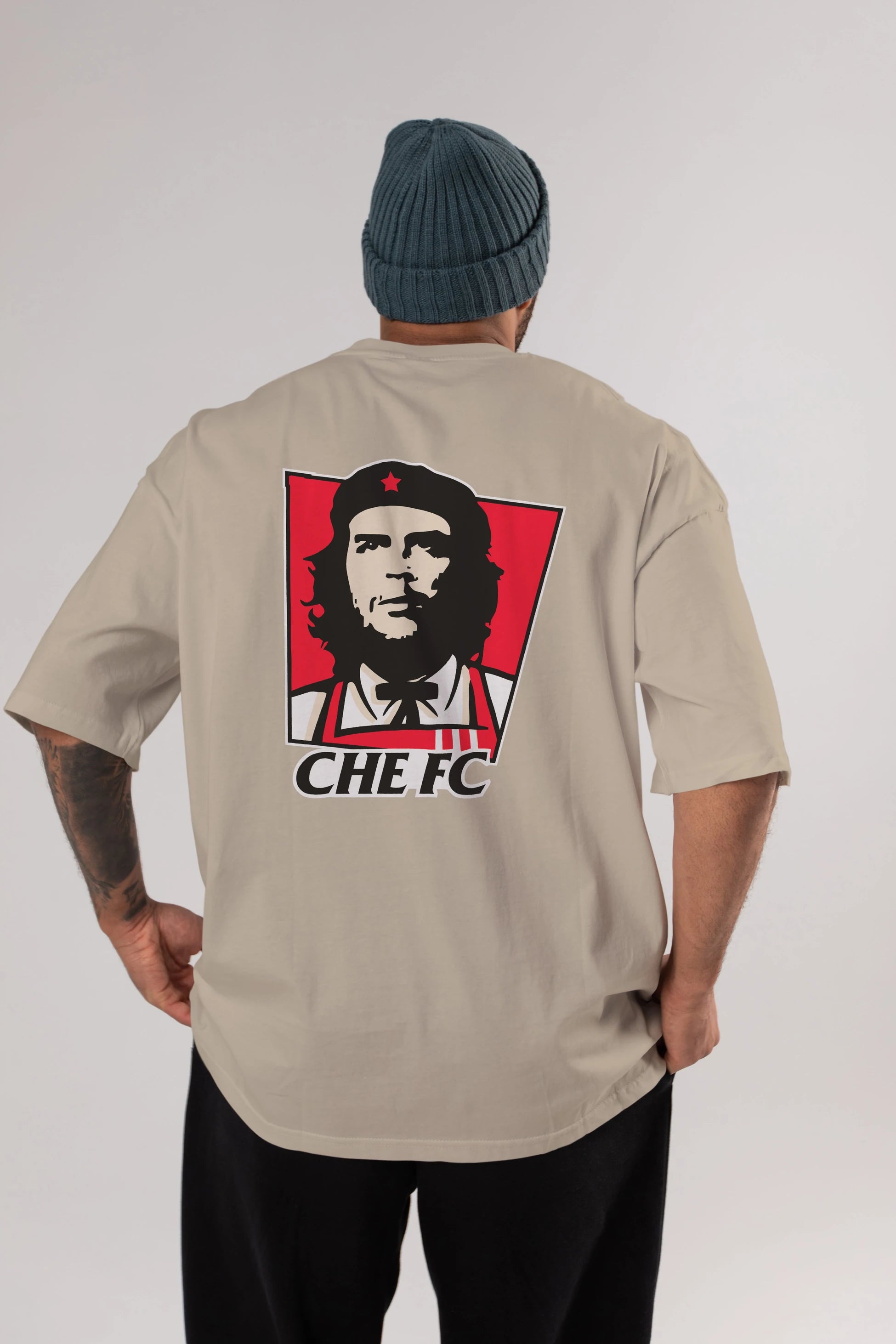 Che FC Arka Baskılı Oversize t-shirt Erkek Kadın Unisex %100 Pamuk Bisiklet Yaka tişort