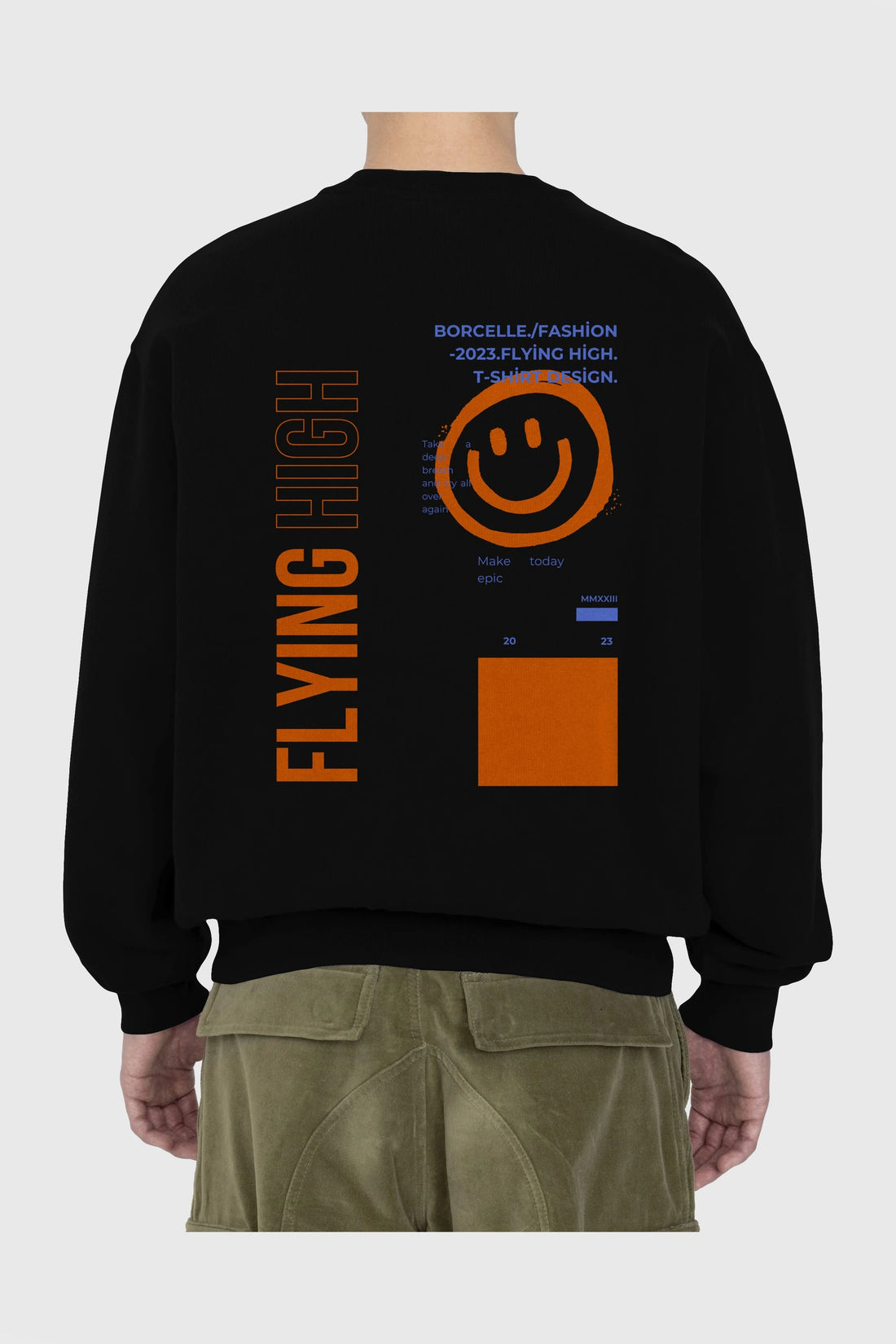 Flying High Yazılı Arka Baskılı Oversize Sweatshirt Erkek Kadın Unisex
