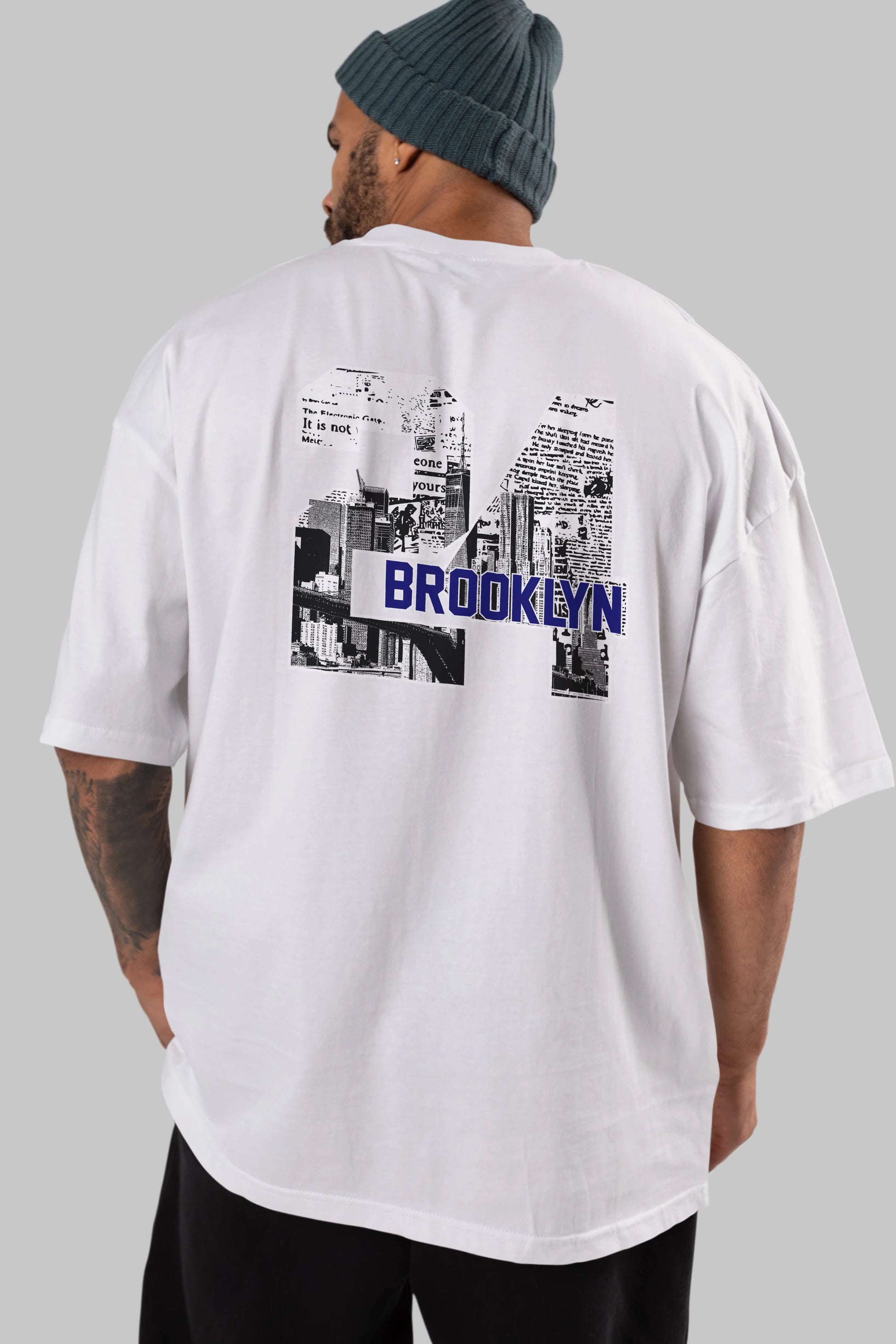 Brooklyn 24 Arka Baskılı Oversize t-shirt Erkek Kadın Unisex