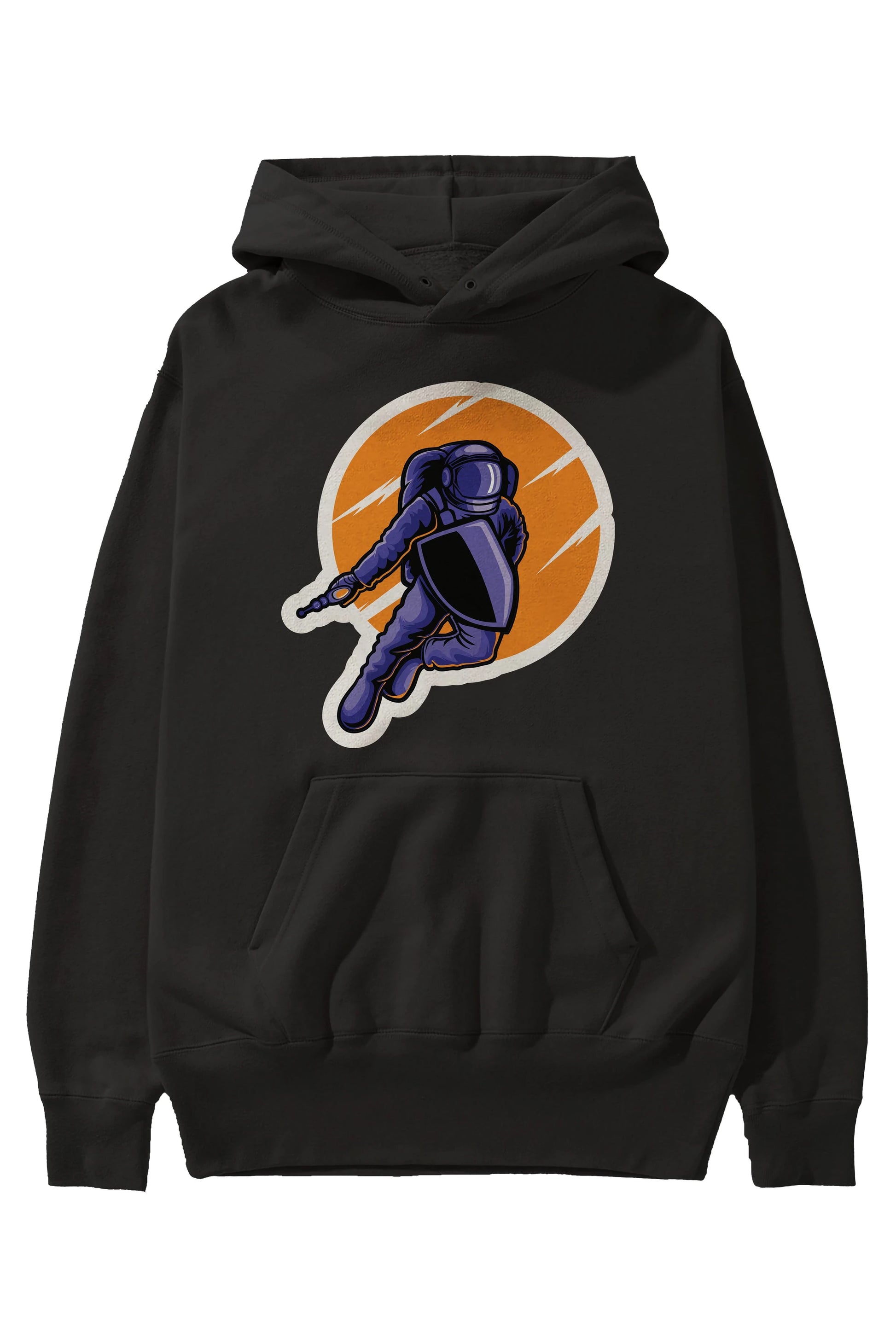Astro Wars Sticker Ön Baskılı Hoodie Oversize Kapüşonlu Sweatshirt Erkek Kadın Unisex