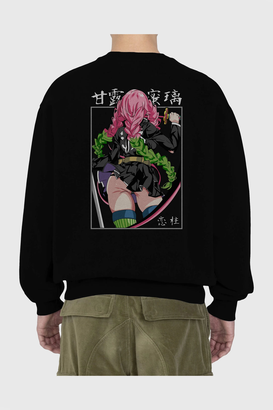 Mitsuri DEMONSLAYER Anime Arka Baskılı Oversize Sweatshirt Erkek Kadın Unisex
