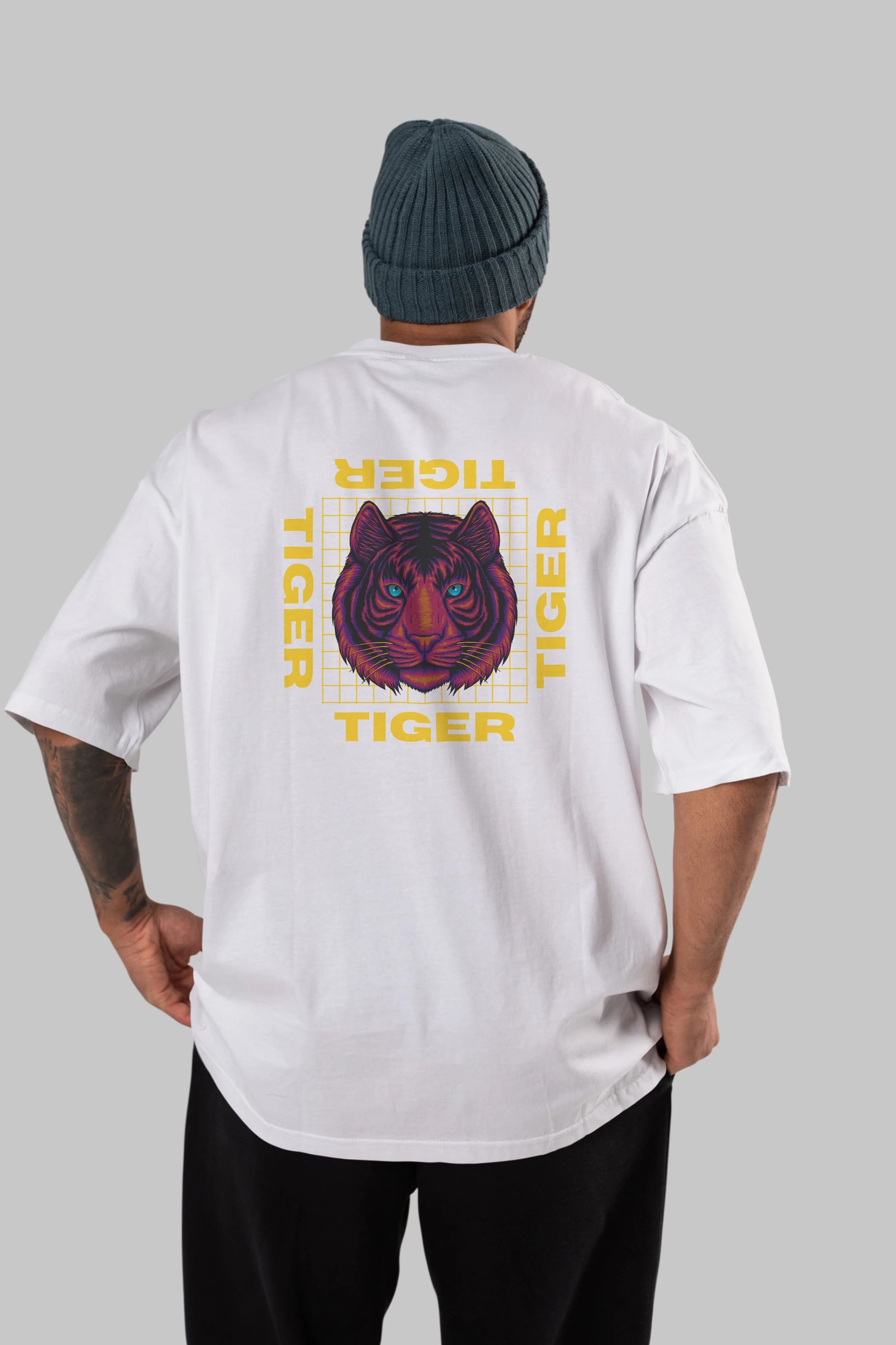 Tiger Yazılı Streetwear Arka Baskılı Oversize t-shirt Erkek Kadın Unisex