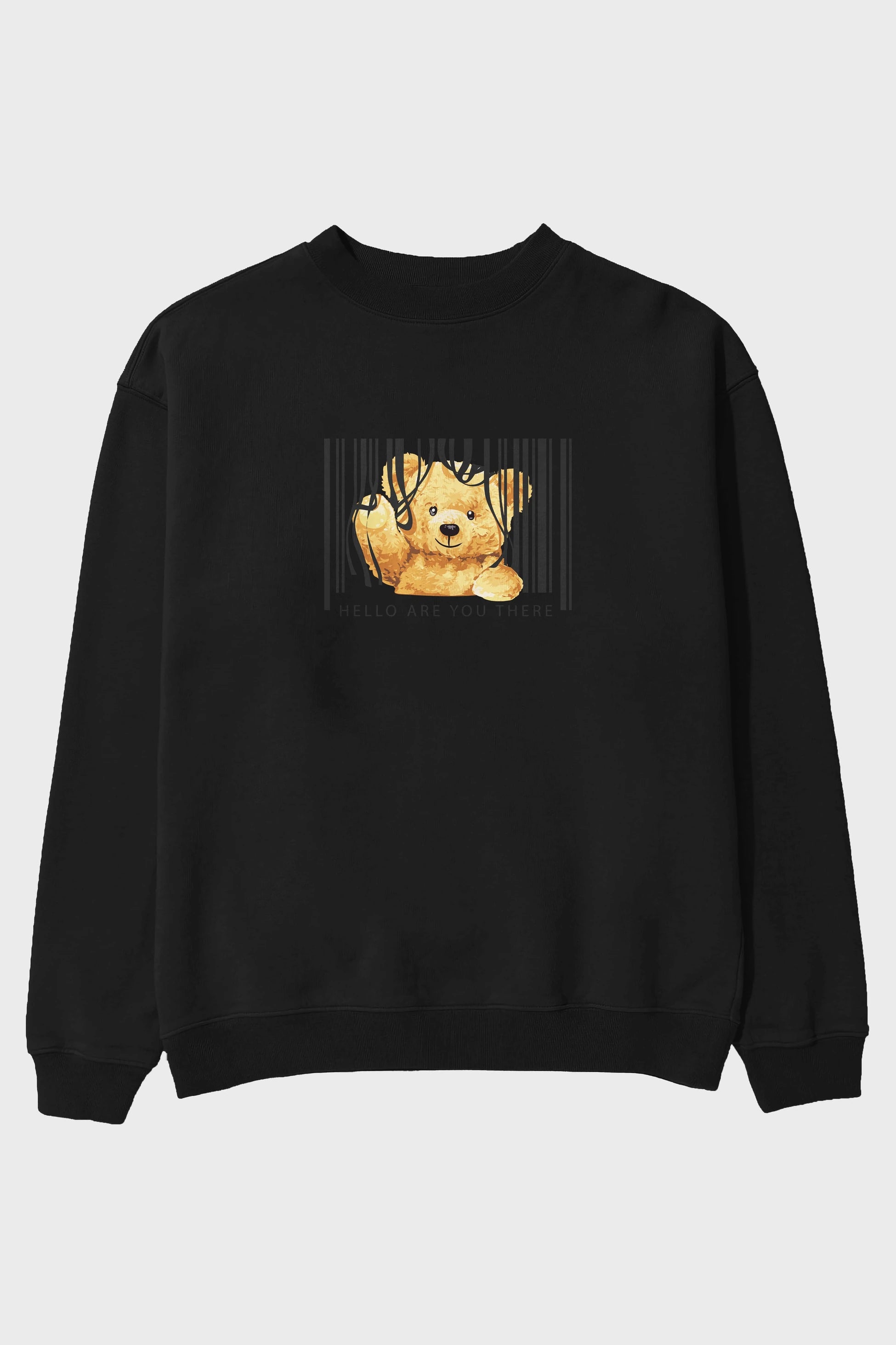 Teddy Bear Hello Ön Baskılı Oversize Sweatshirt Erkek Kadın Unisex