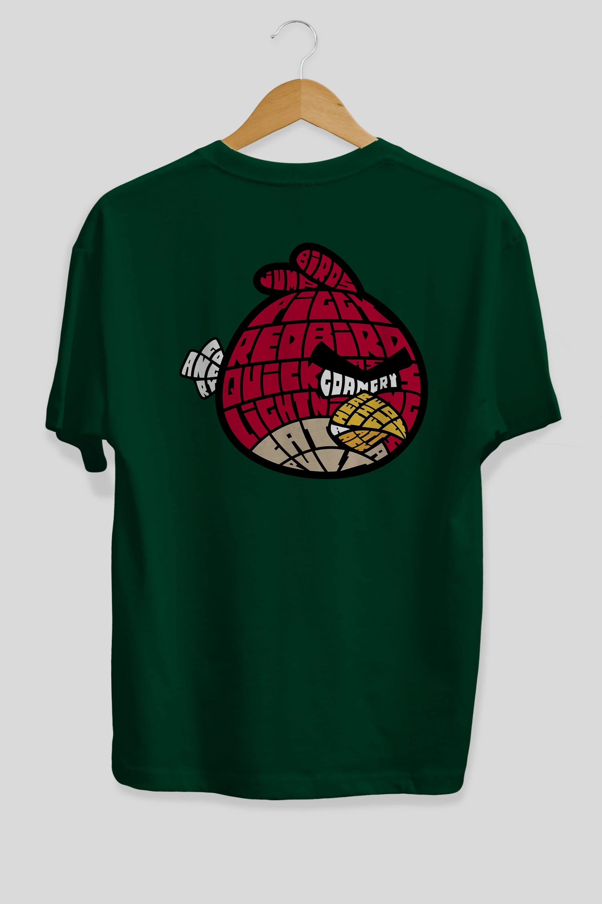 Bird With Anger Arka Baskılı Oversize t-shirt %100 pamuk Erkek Kadın Unisex