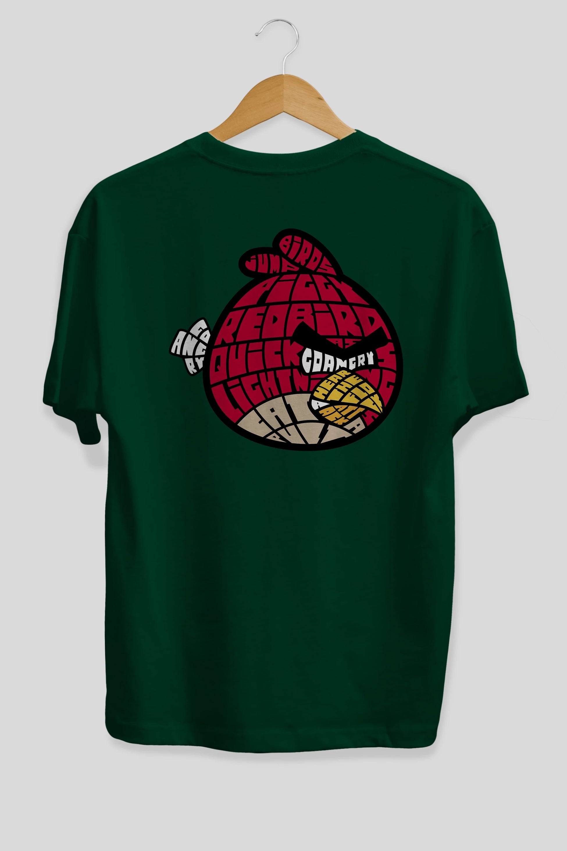 Bird With Anger Arka Baskılı Oversize t-shirt %100 pamuk Erkek Kadın Unisex