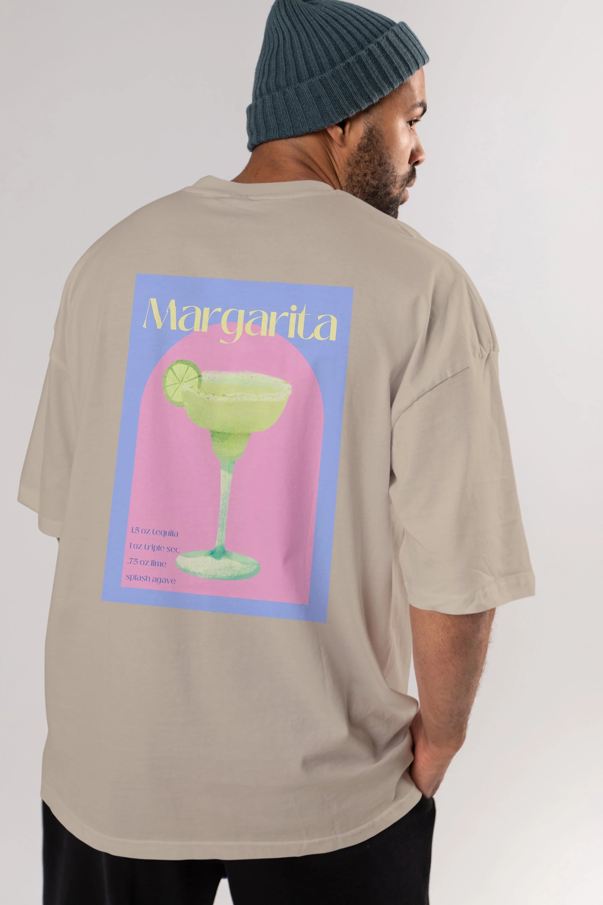 Margarita 6 Arka Baskılı Oversize t-shirt Erkek Kadın Unisex %100 Pamuk Bisiklet Yaka tişort