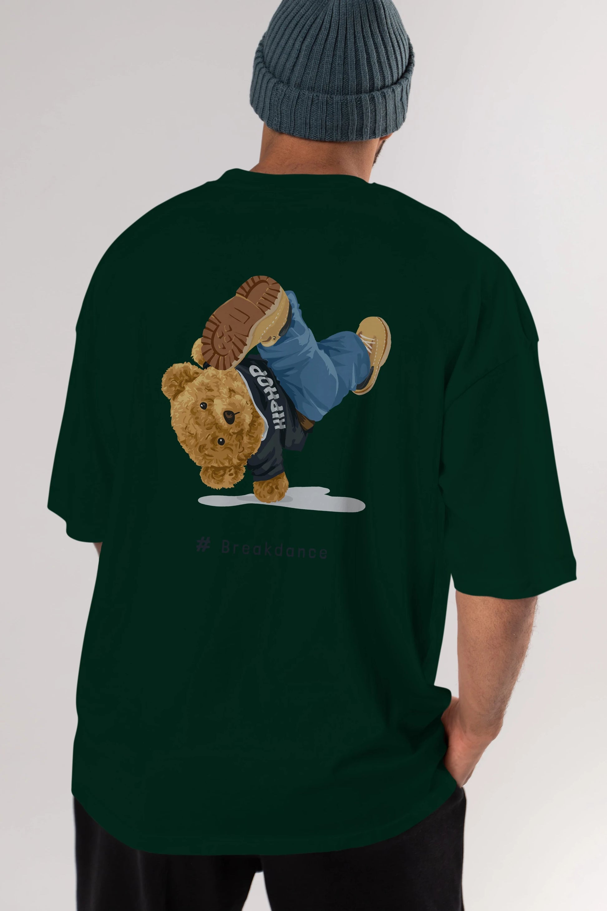 Teddy Bear Breakdance Arka Baskılı Oversize t-shirt Erkek Kadın Unisex %100 Pamuk