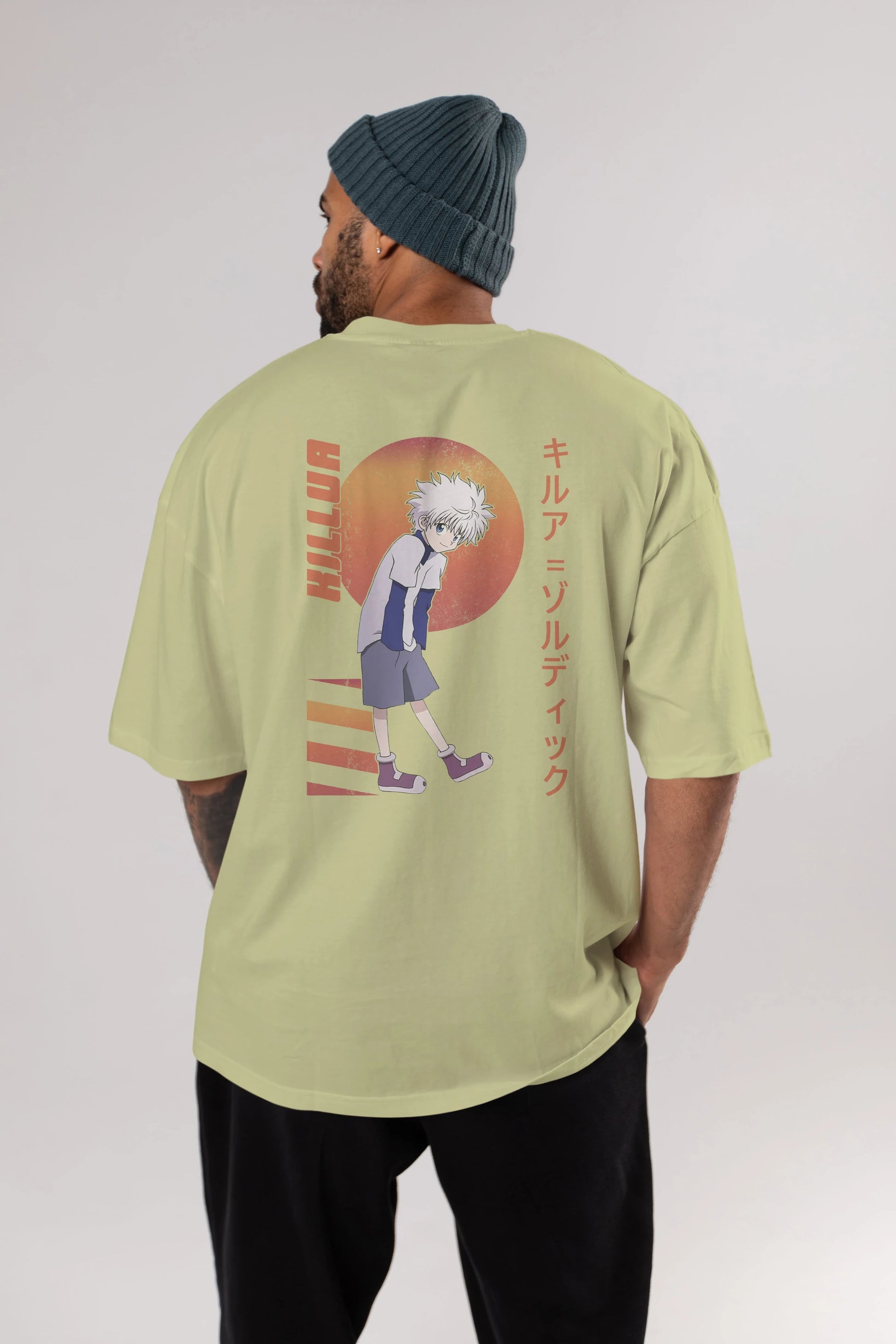 Killua Zoldyck 5 2 Anime Arka Baskılı Oversize t-shirt Erkek Kadın Unisex