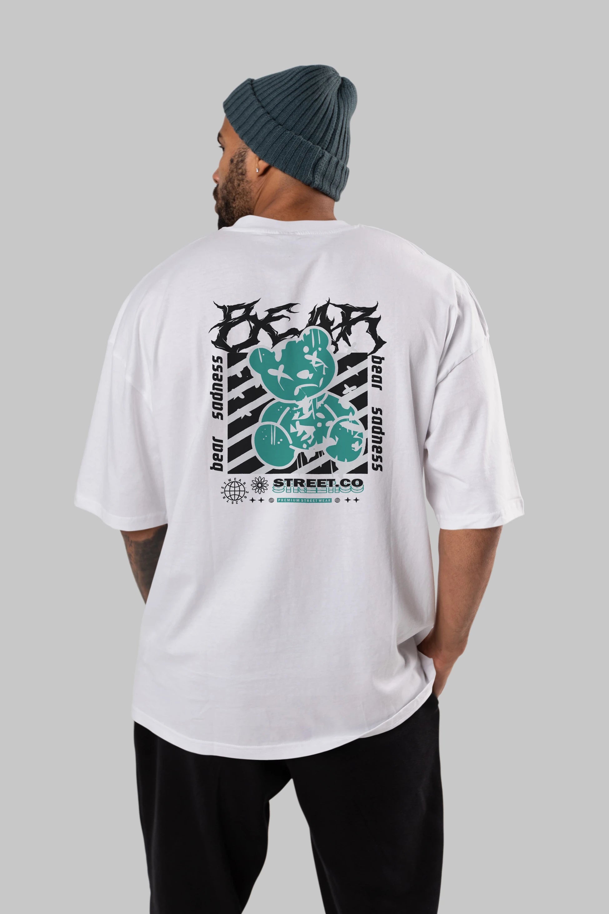 Bear Sadness Arka Baskılı Oversize t-shirt Erkek Kadın Unisex