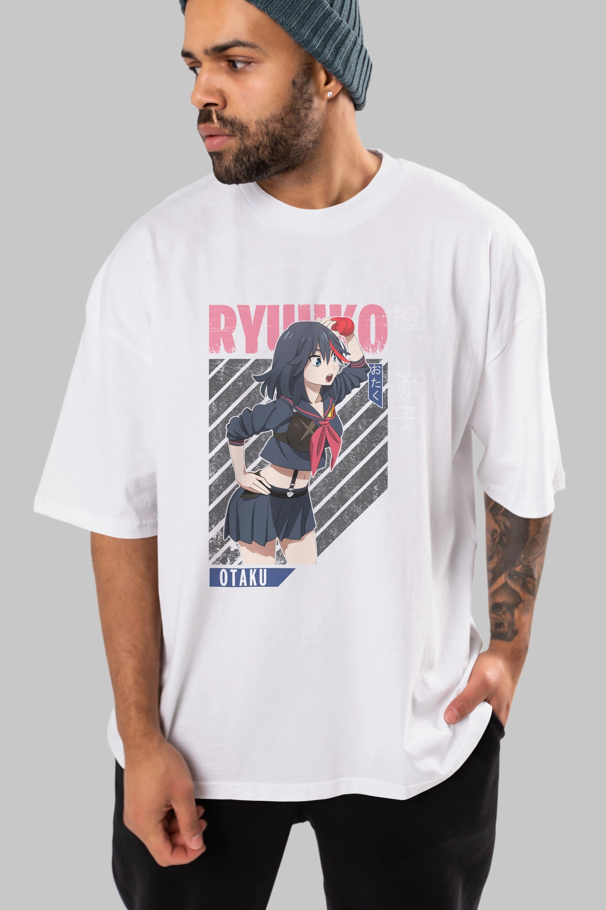 Ryuuko Matoi 6 Anime Ön Baskılı Oversize t-shirt %100 pamuk Erkek Kadın Unisex