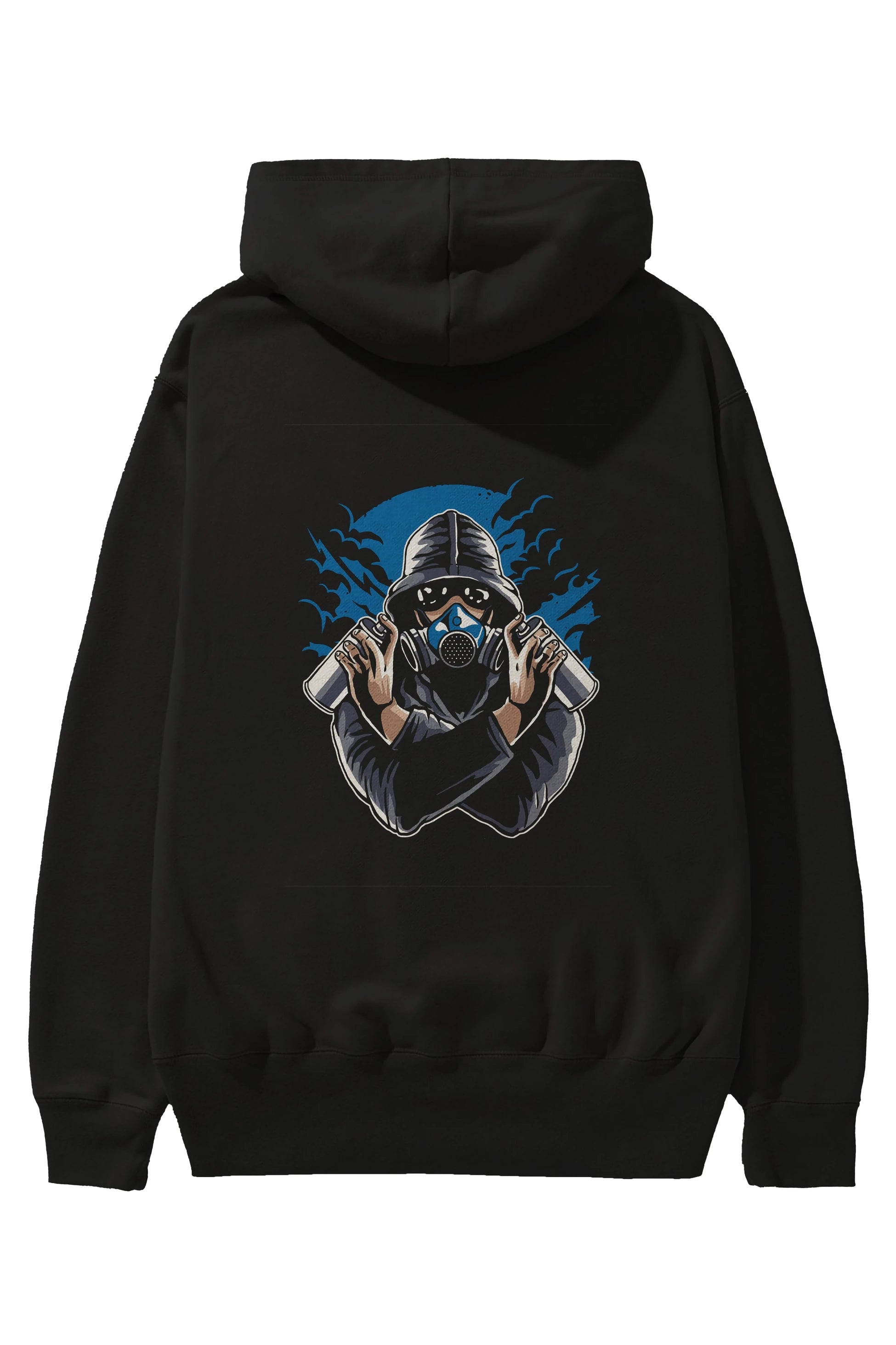 Graffiti Gasmask Arka Baskılı Hoodie Oversize Kapüşonlu Sweatshirt Erkek Kadın Unisex