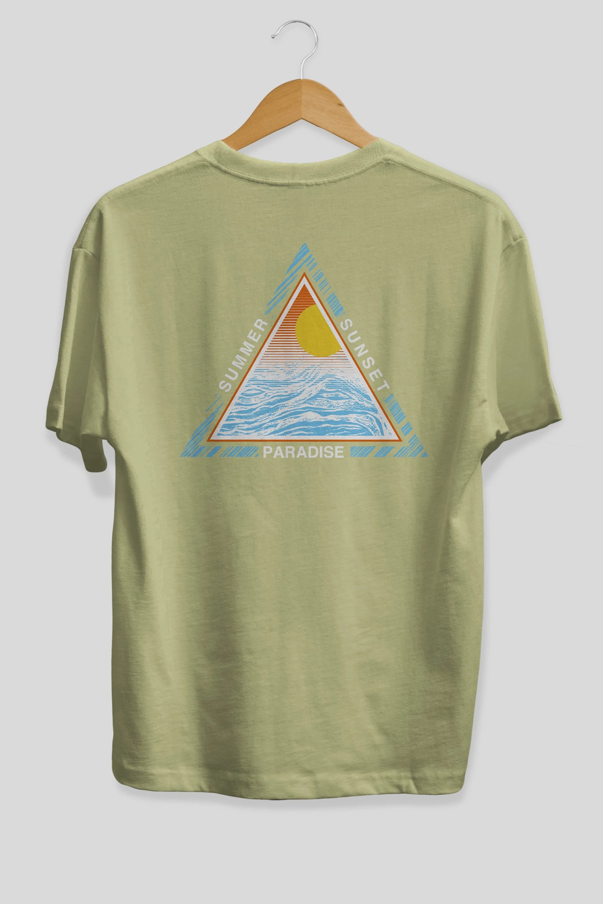 Summer Sunset Paradise Arka Baskılı Oversize t-shirt Erkek Kadın Unisex