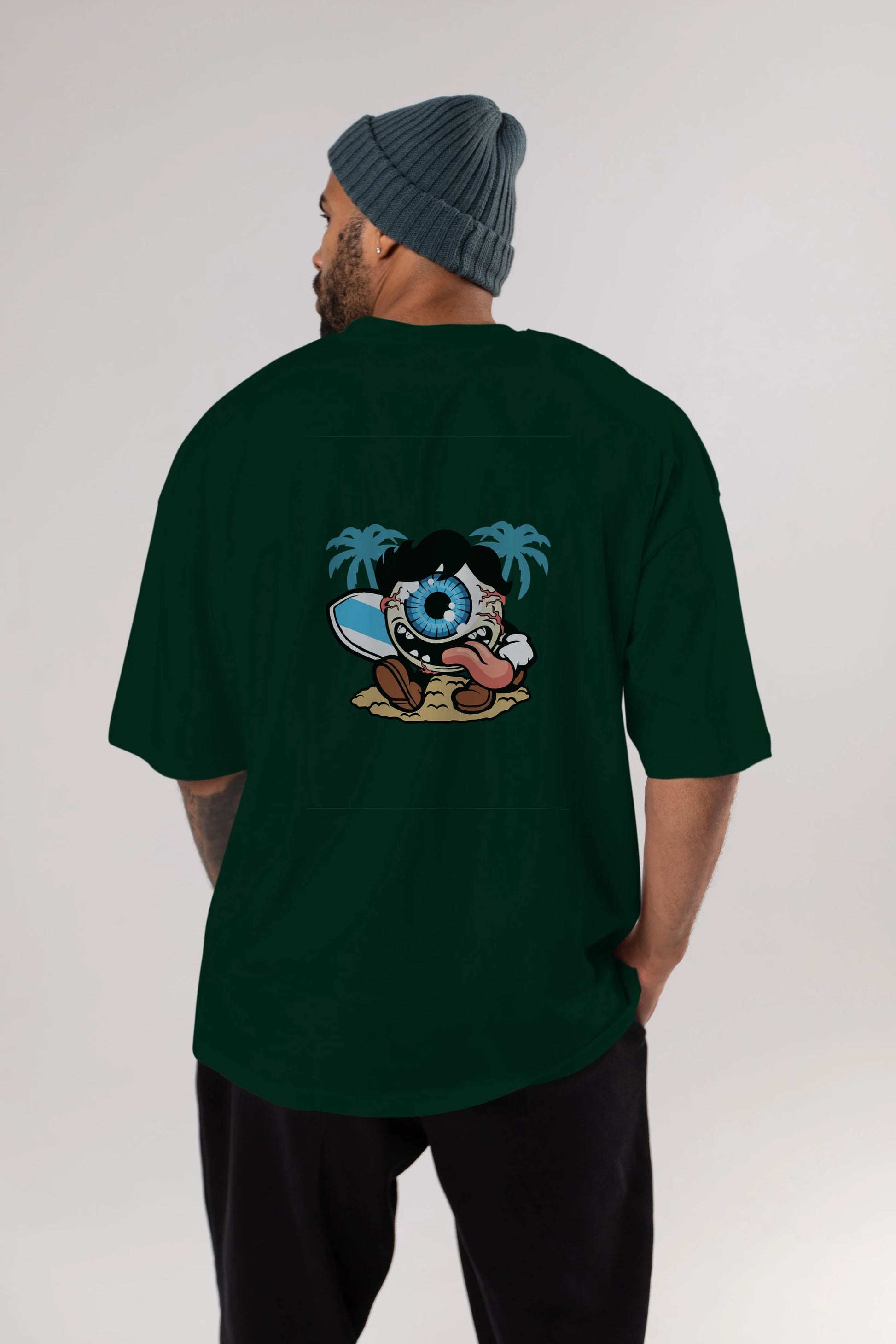 Eye Ball Surfer Arka Baskılı Oversize t-shirt Erkek Kadın Unisex %100 Pamuk tişort