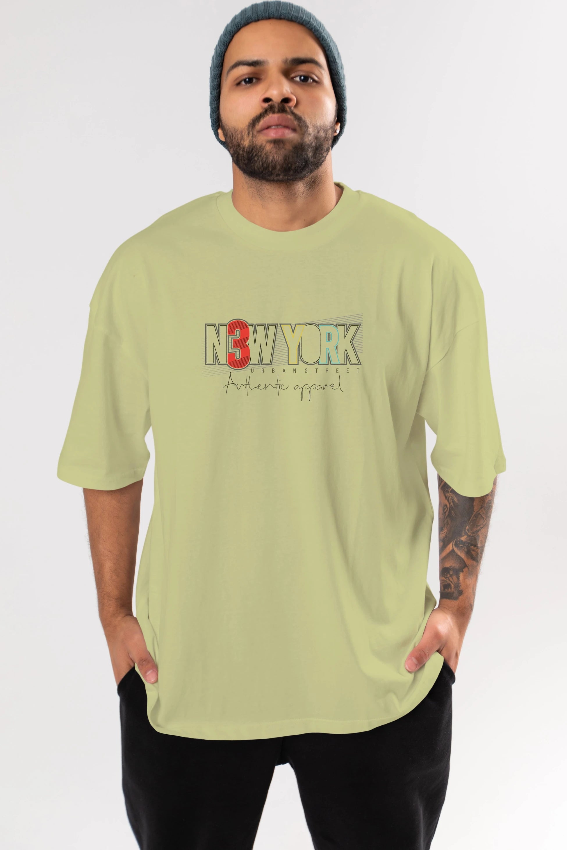 New York Ön Baskılı Oversize t-shirt Erkek Kadın Unisex