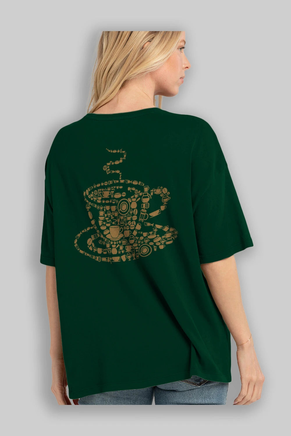 Coffee Arka Baskılı Oversize t-shirt %100 pamuk Erkek Kadın Unisex