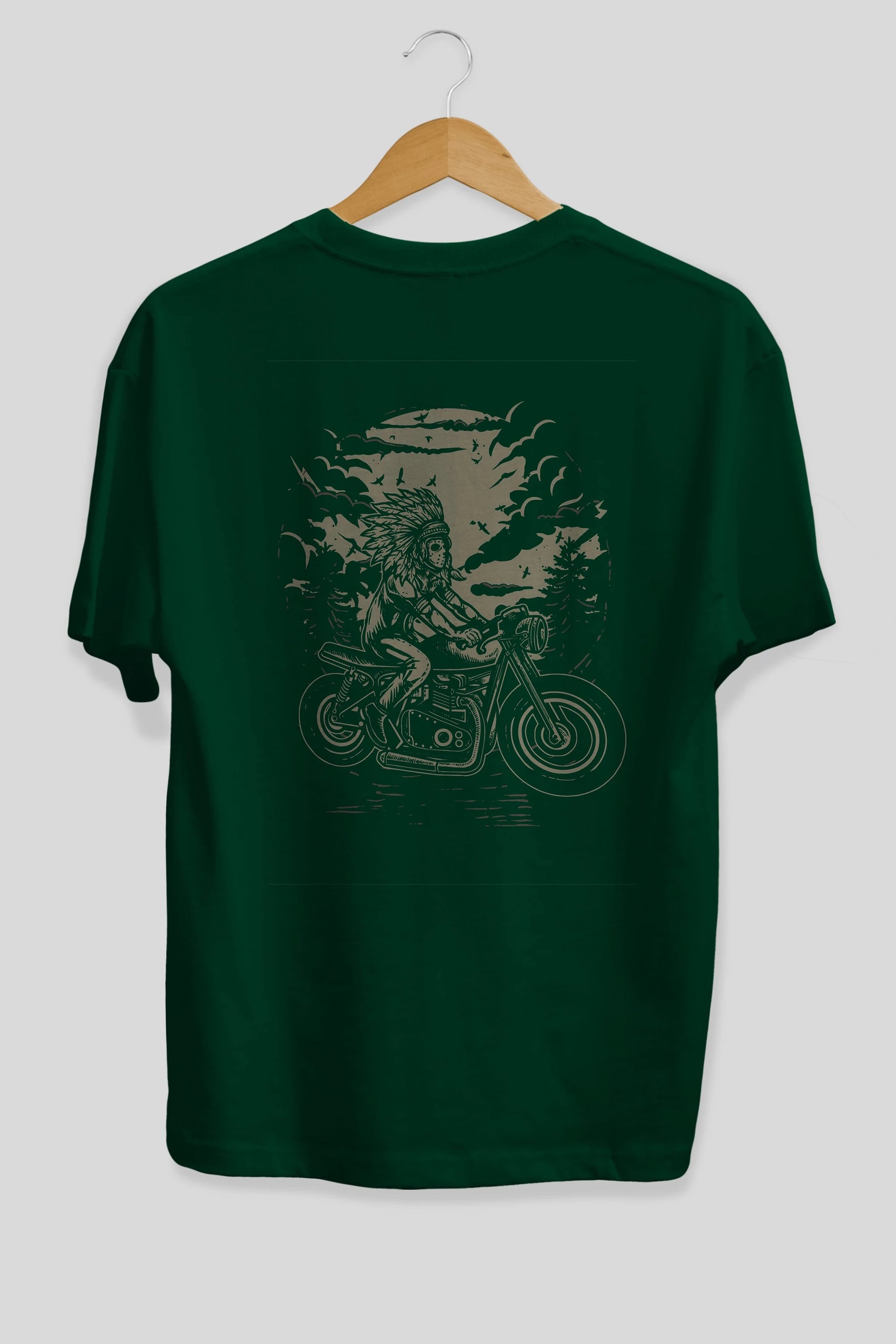 Indian Chief Rider Arka Baskılı Oversize t-shirt Erkek Kadın Unisex %100 Pamuk