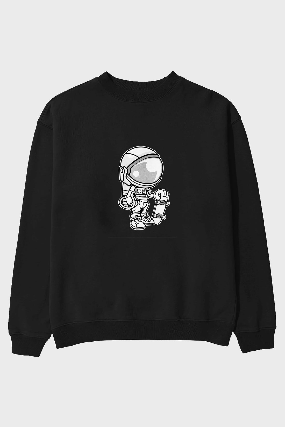 Astronaut Skaterboy Ön Baskılı Oversize Sweatshirt Erkek Kadın Unisex