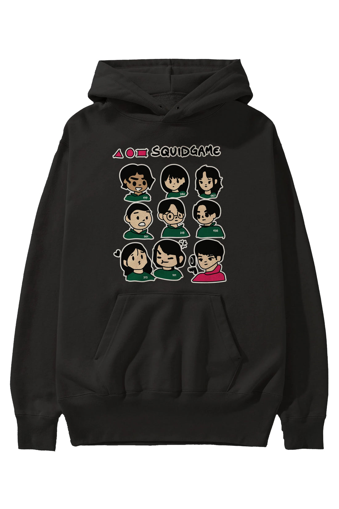Squid Game (3) Ön Baskılı Hoodie Oversize Kapüşonlu Sweatshirt Erkek Kadın Unisex
