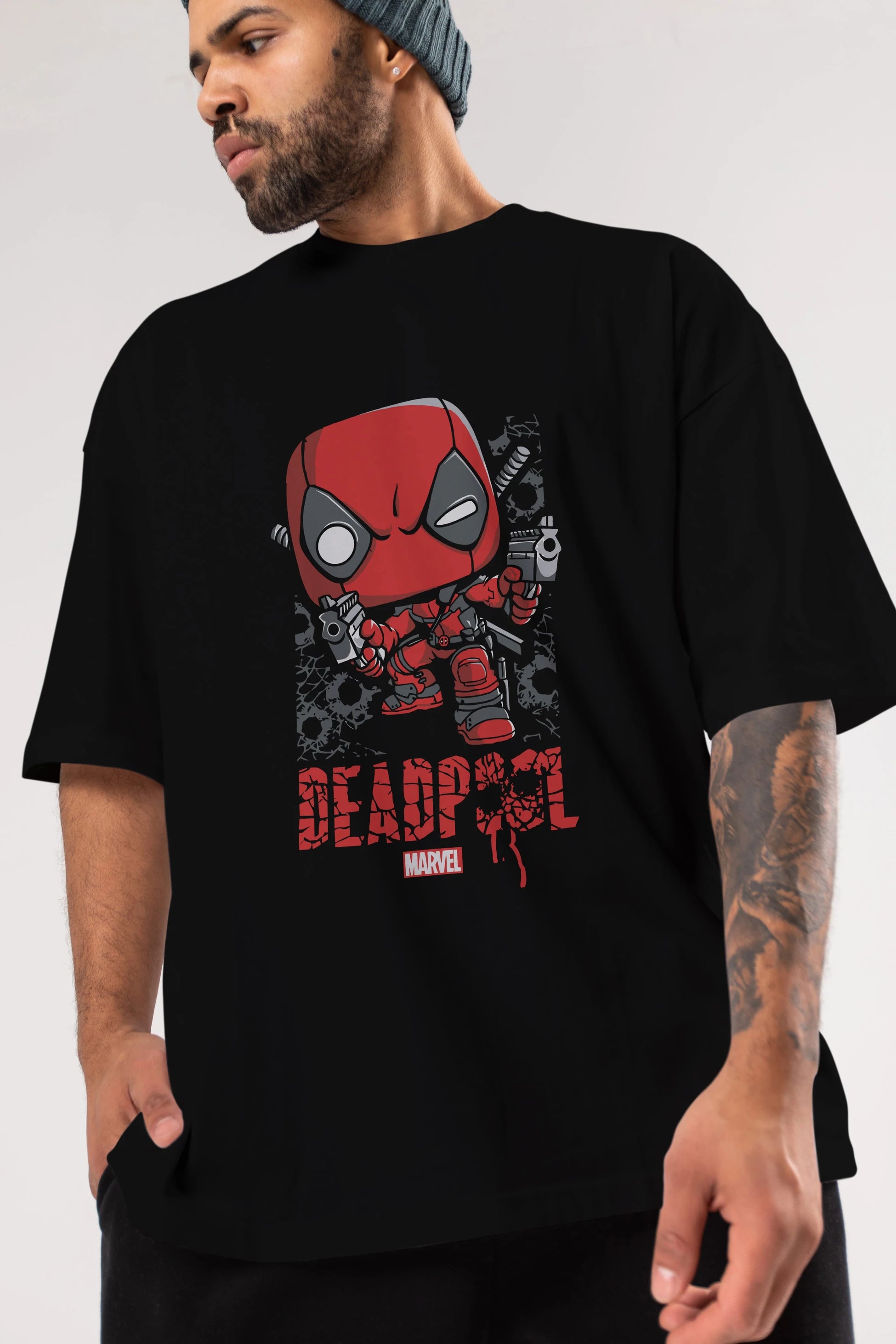 Deadpool (8) Ön Baskılı Oversize t-shirt Erkek Kadın Unisex %100 Pamuk Bisiklet Yaka tişort