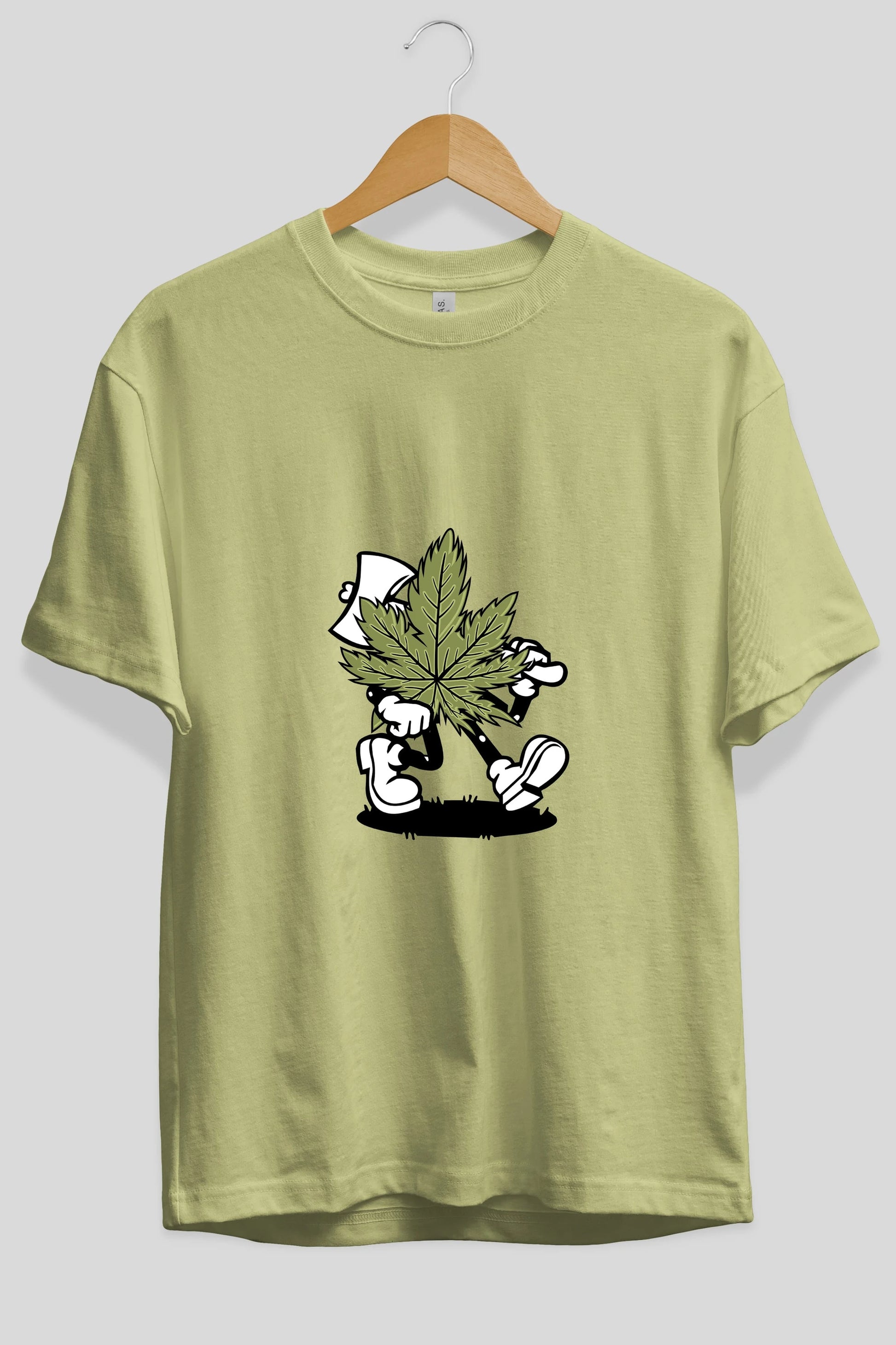 Weed Ön Baskılı Oversize t-shirt Erkek Kadın Unisex %100 Pamuk tişort