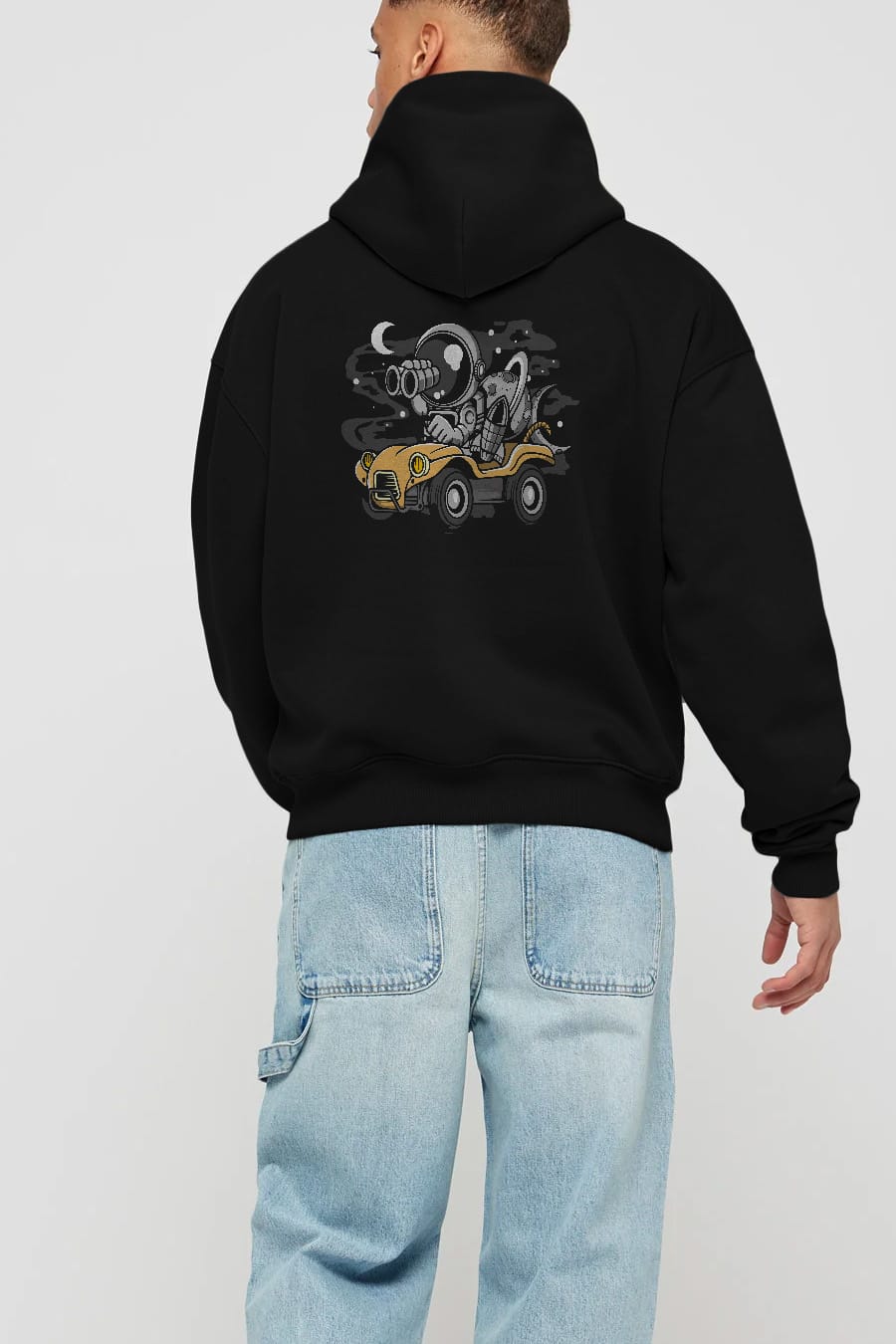Astronaut Adventure Arka Baskılı Hoodie Oversize Kapüşonlu Sweatshirt Erkek Kadın Unisex