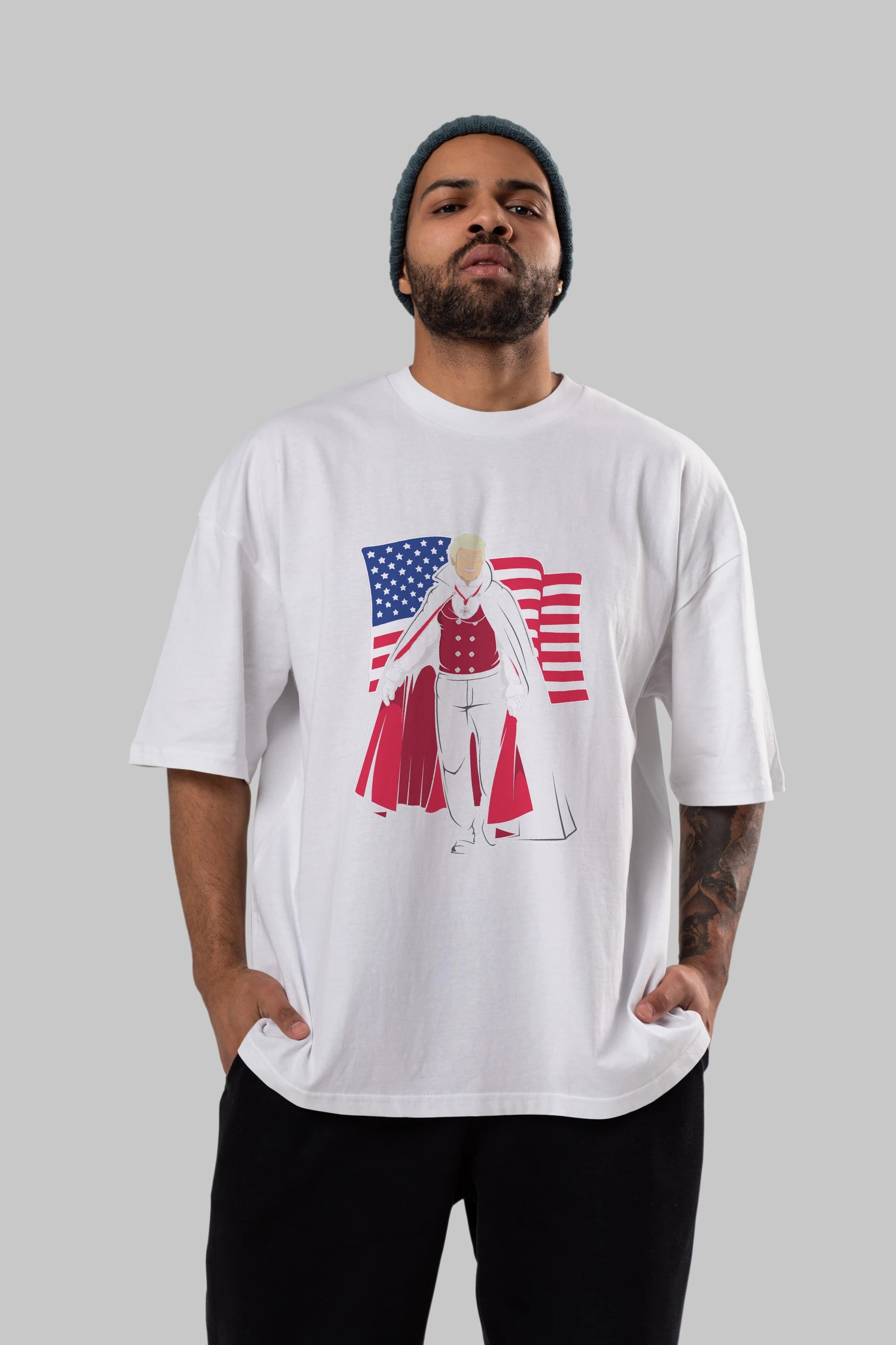 Trump Dracula Ön Baskılı Oversize t-shirt Erkek Kadın Unisex %100 Pamuk tişort