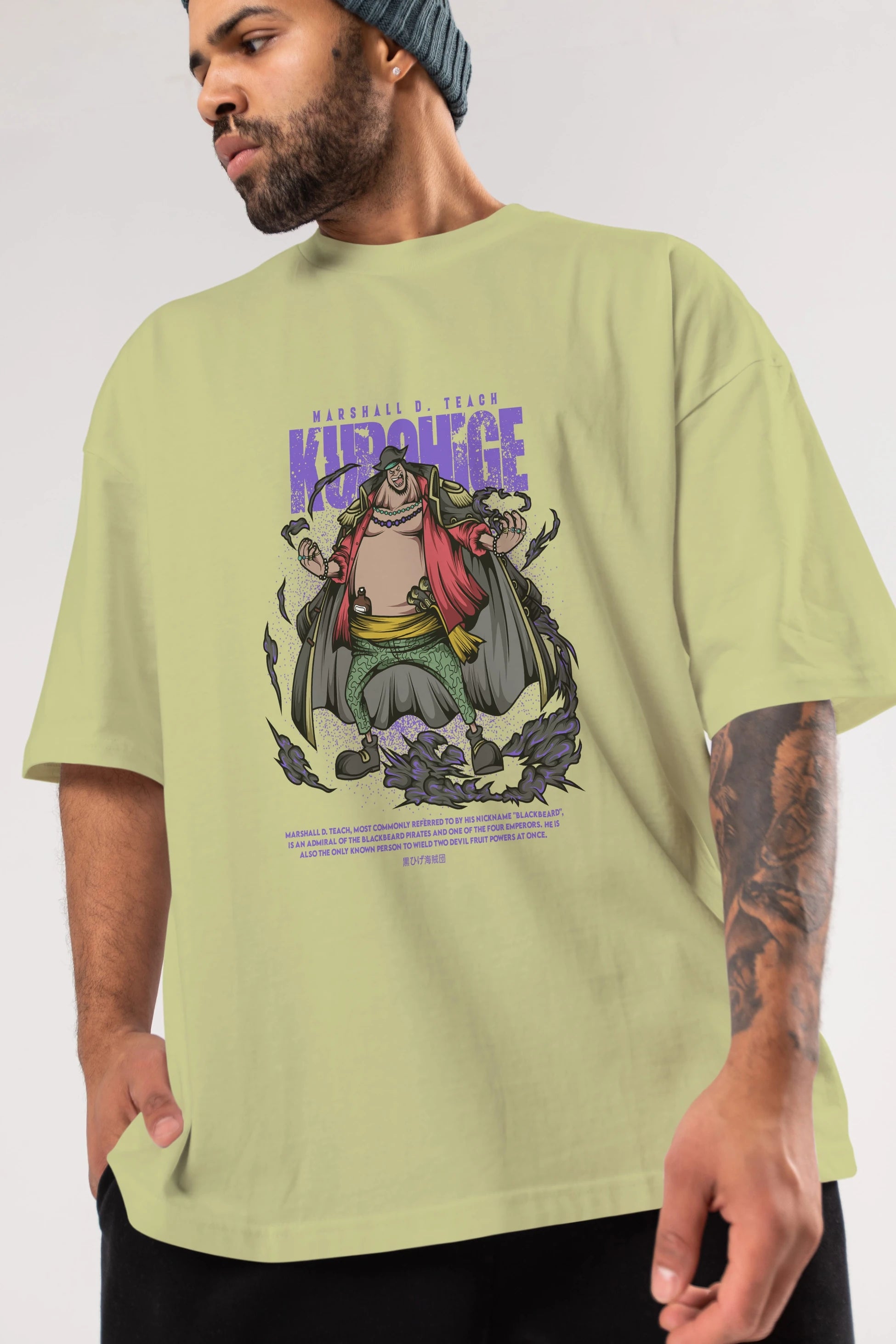 Marshall D. Teach Anime Ön Baskılı Oversize t-shirt %100 pamuk Erkek Kadın Unisex
