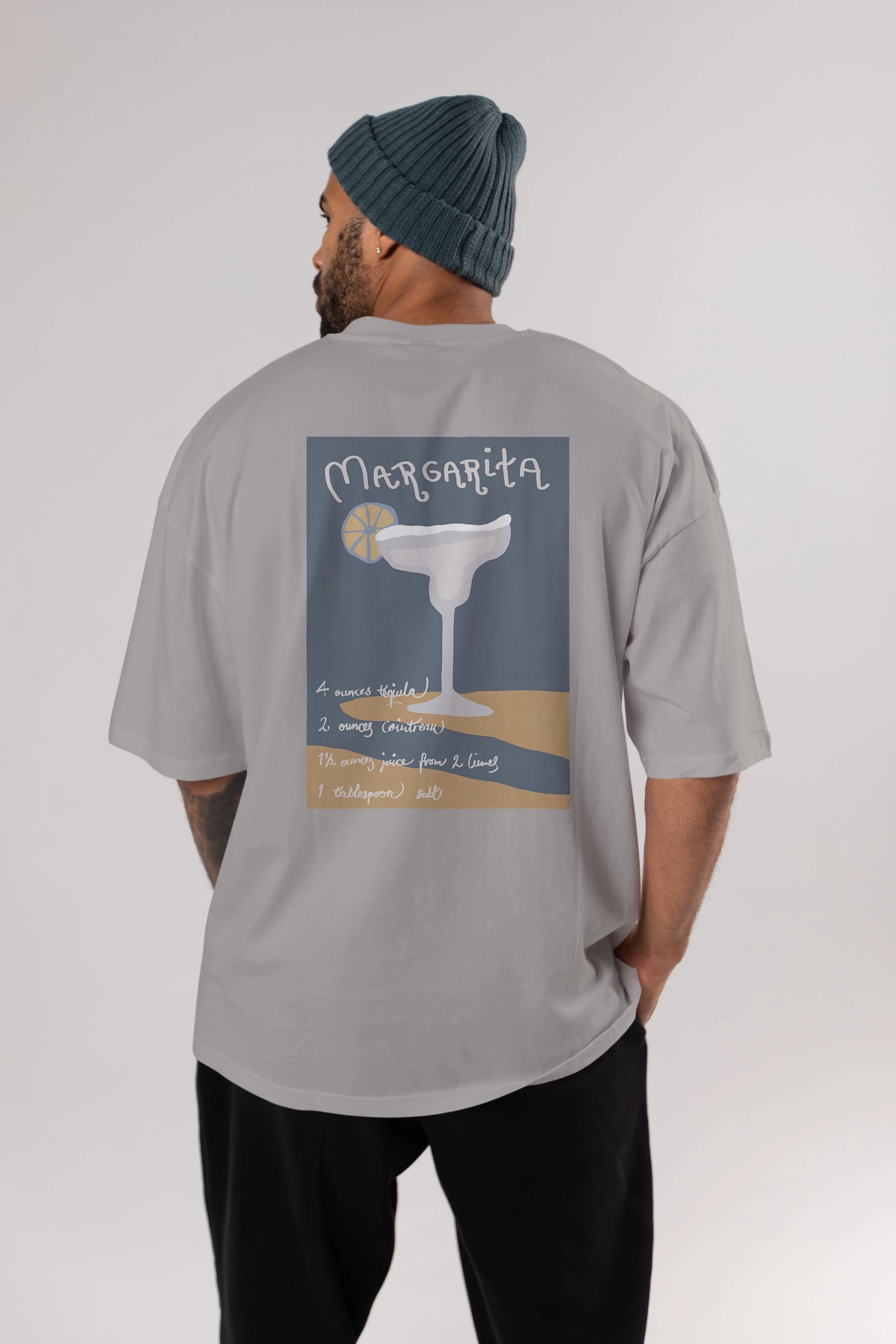 Margarita 2 Arka Baskılı Oversize t-shirt Erkek Kadın Unisex %100 Pamuk Bisiklet Yaka tişort