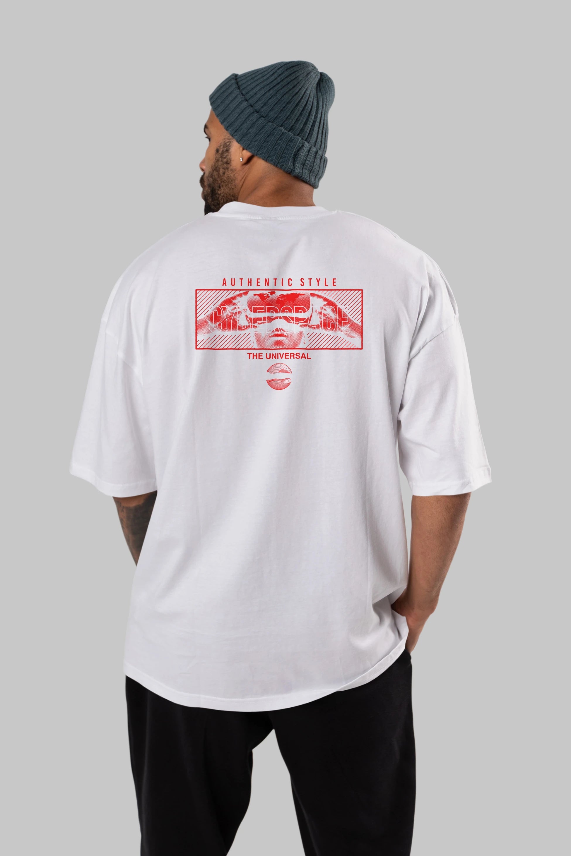 Cyberspace Arka Baskılı Oversize t-shirt Erkek Kadın Unisex
