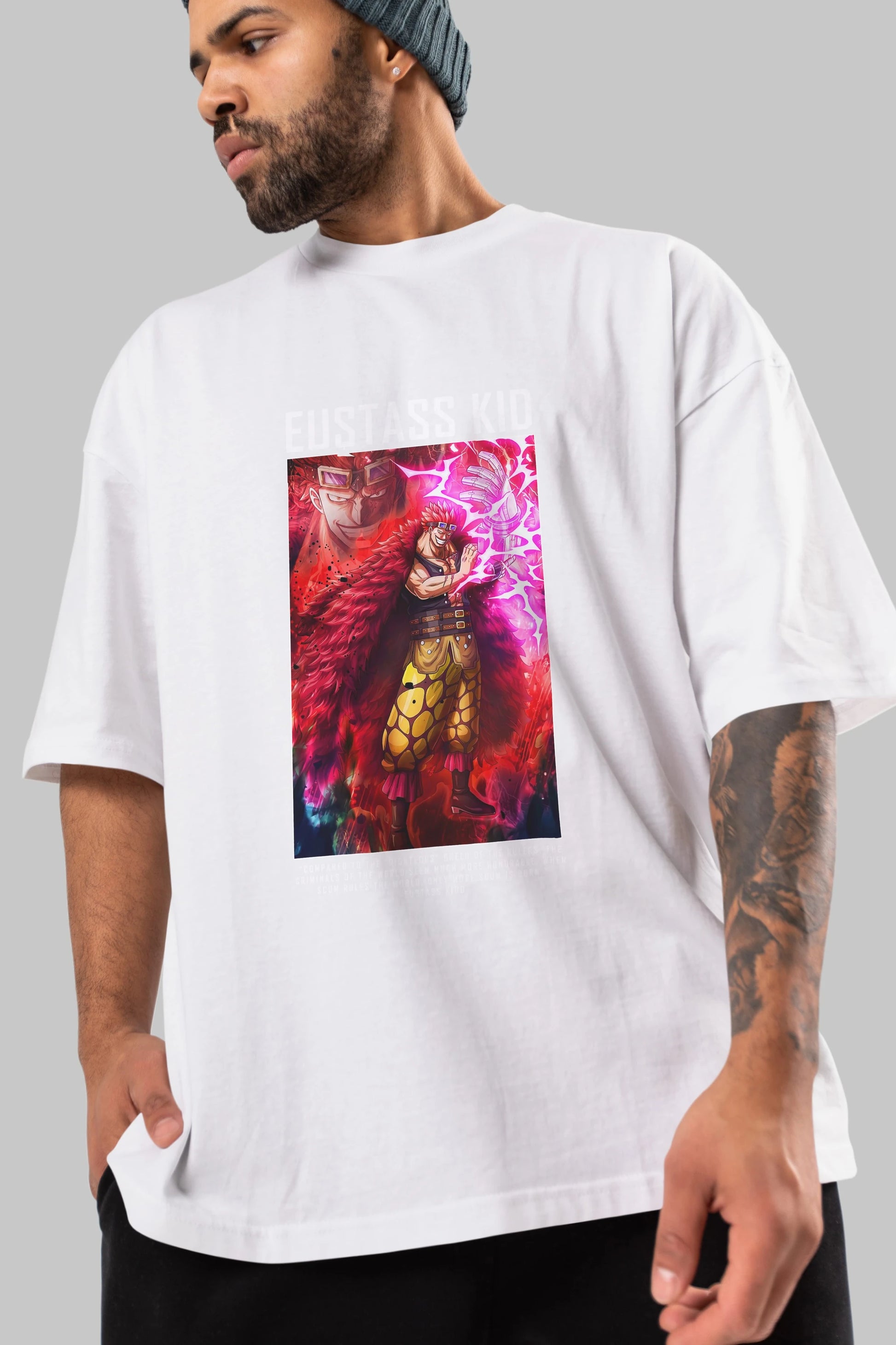 Eustass Kid Anime Ön Baskılı Oversize t-shirt Erkek Kadın Unisex