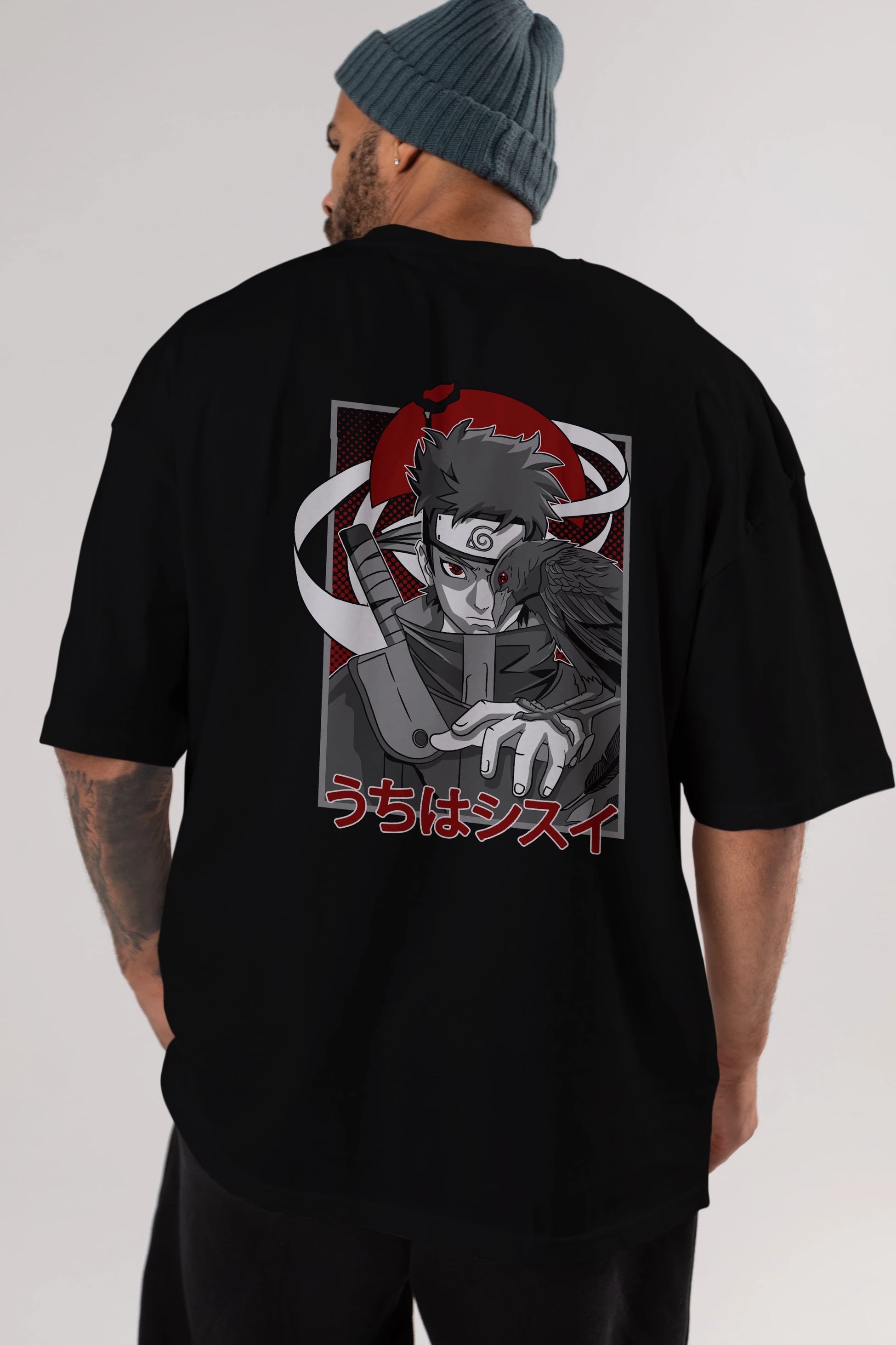 SHISUI UCHIHA NARUTO Anime Arka Baskılı Oversize t-shirt Erkek Kadın Unisex