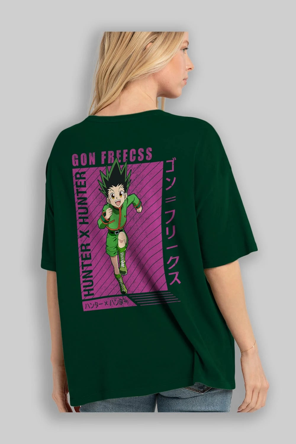 Gon Freecss HUNTER X HUNTER 3 Anime Arka Baskılı Oversize t-shirt Erkek Kadın Unisex