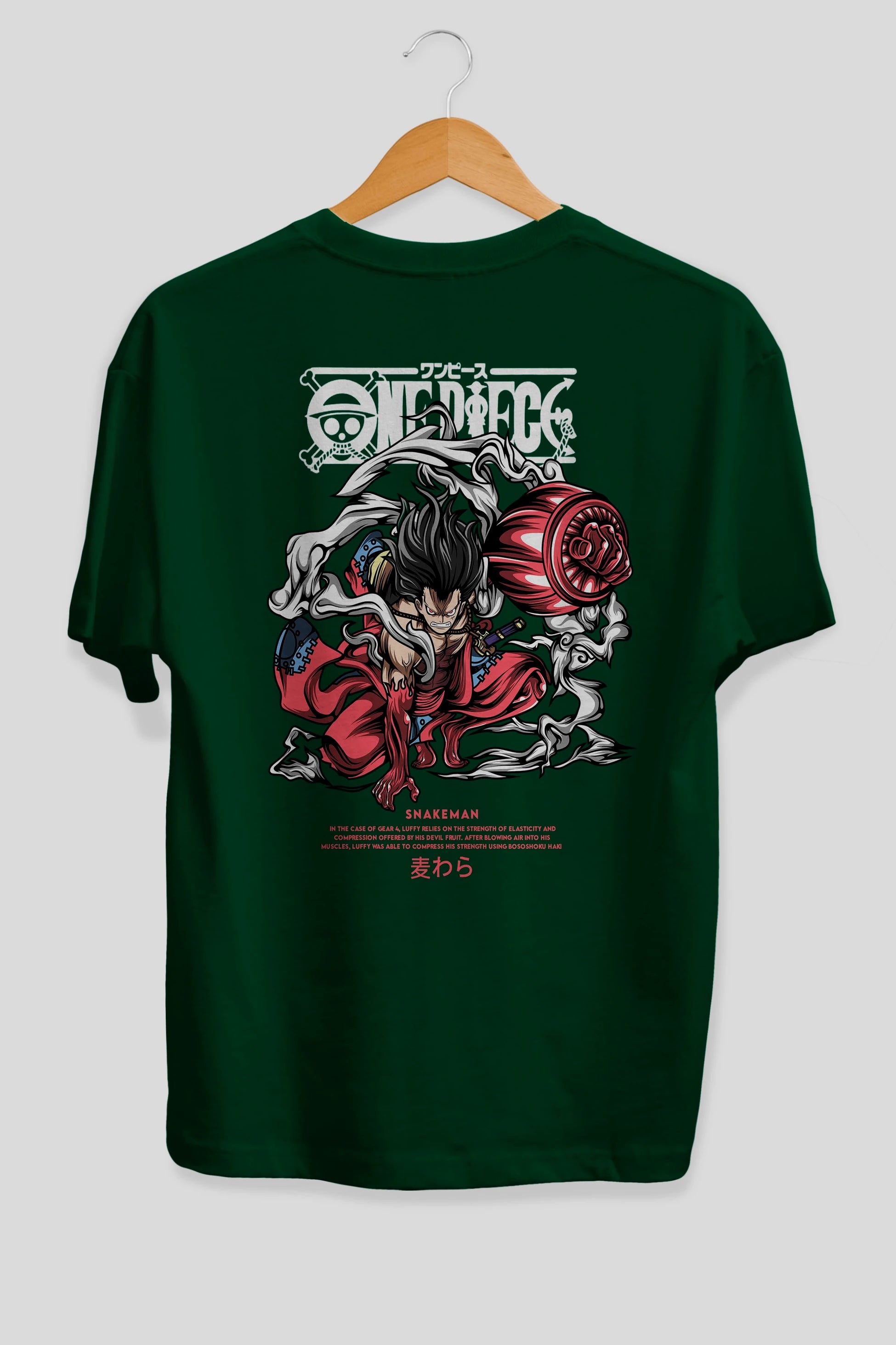 One Piece Snakeman Anime Arka Baskılı Oversize t-shirt Erkek Kadın Unisex