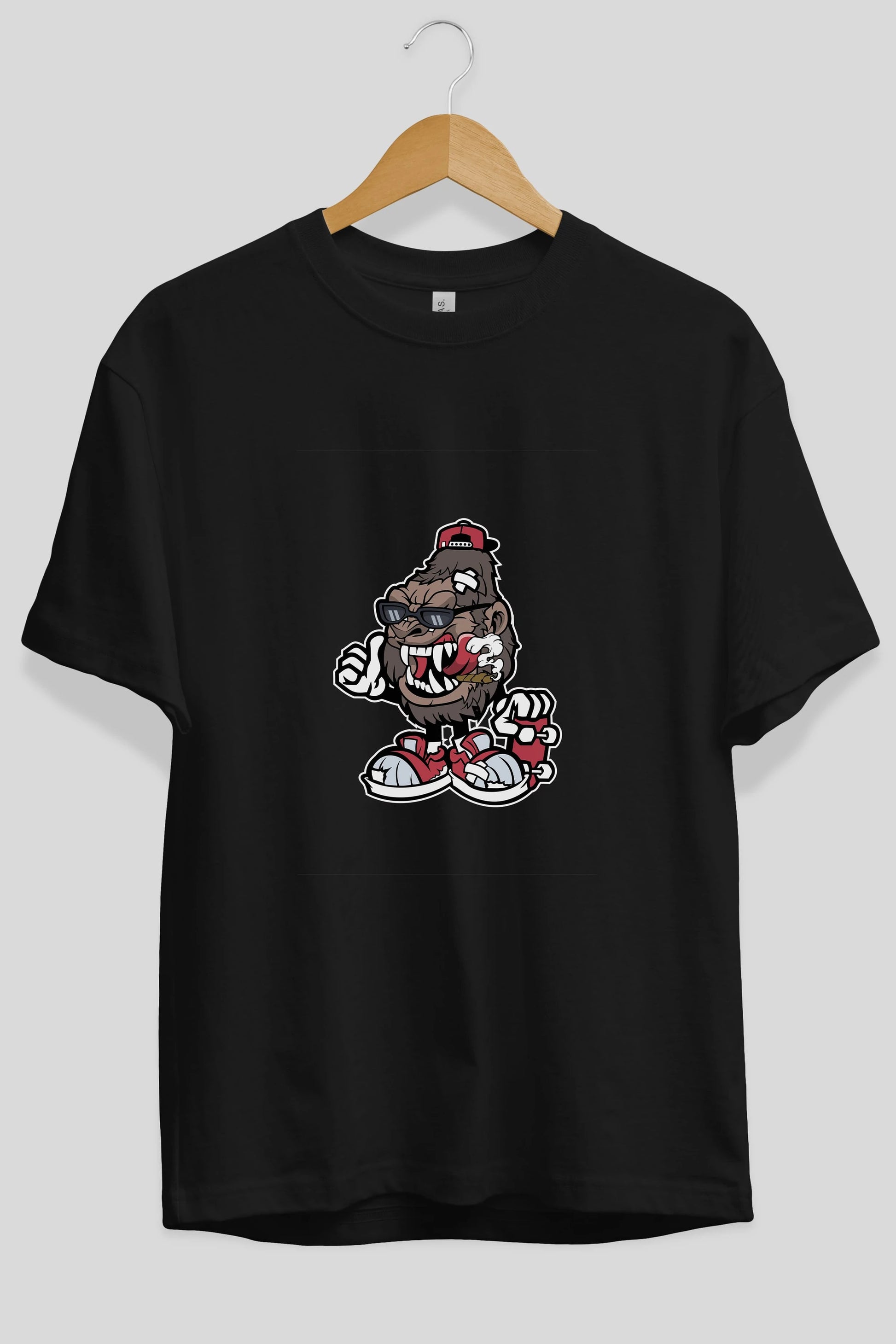 Gorilla Skater Ön Baskılı Oversize t-shirt Erkek Kadın Unisex %100 Pamuk tişort