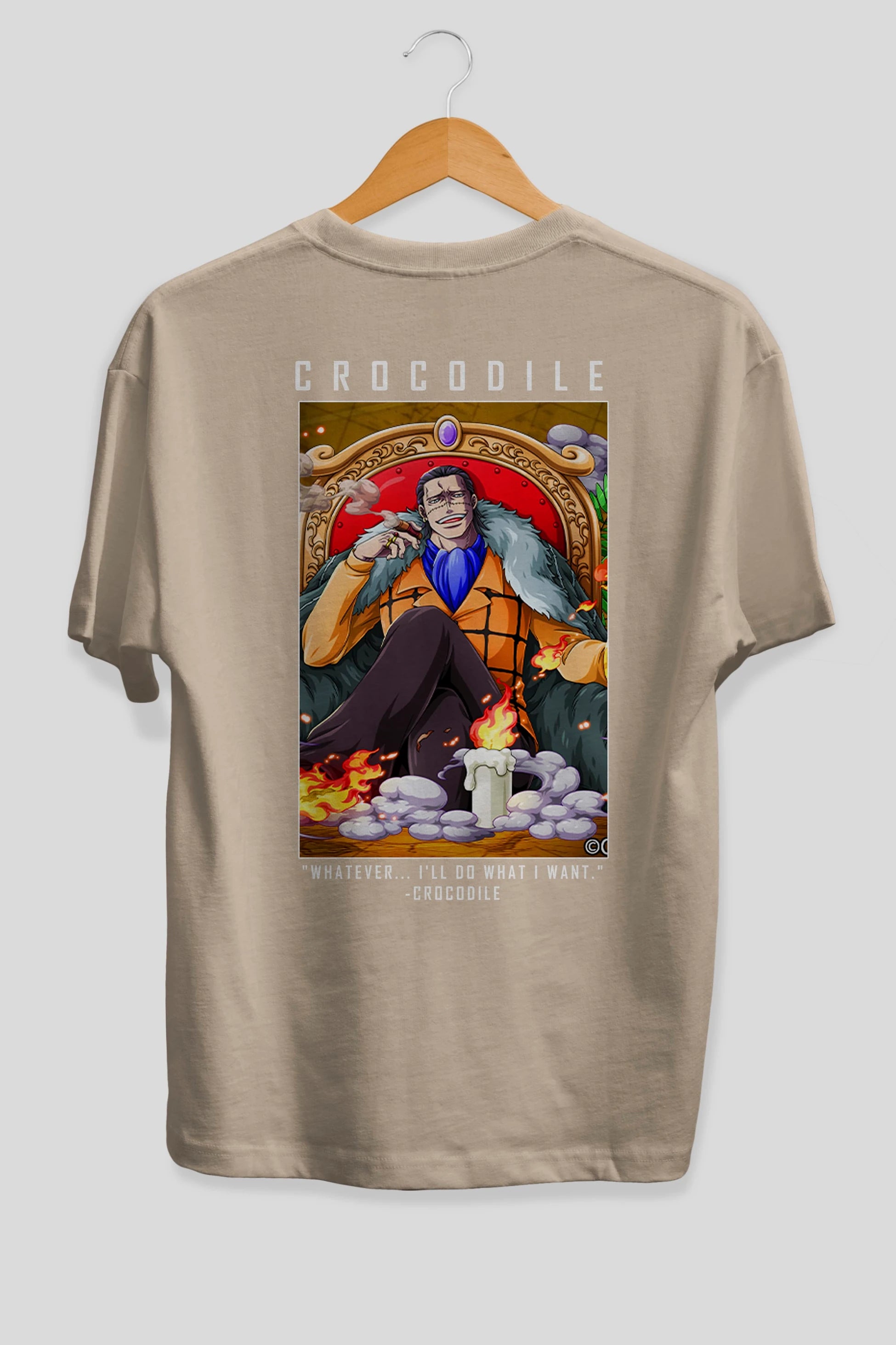 Crocodile Anime Arka Baskılı Oversize t-shirt Erkek Kadın Unisex %100 pamuk tişort